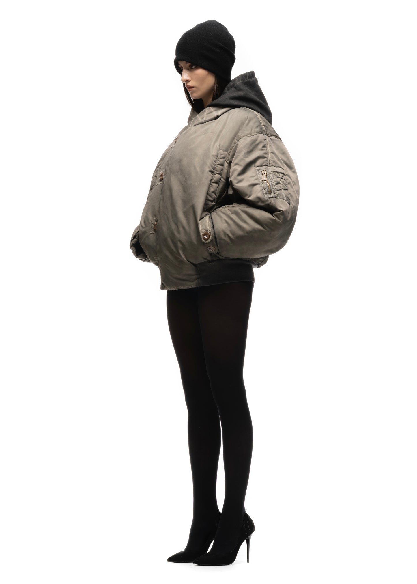 FENCING WAFFLE BOMBER JACKET USED BEIGE FEMALE