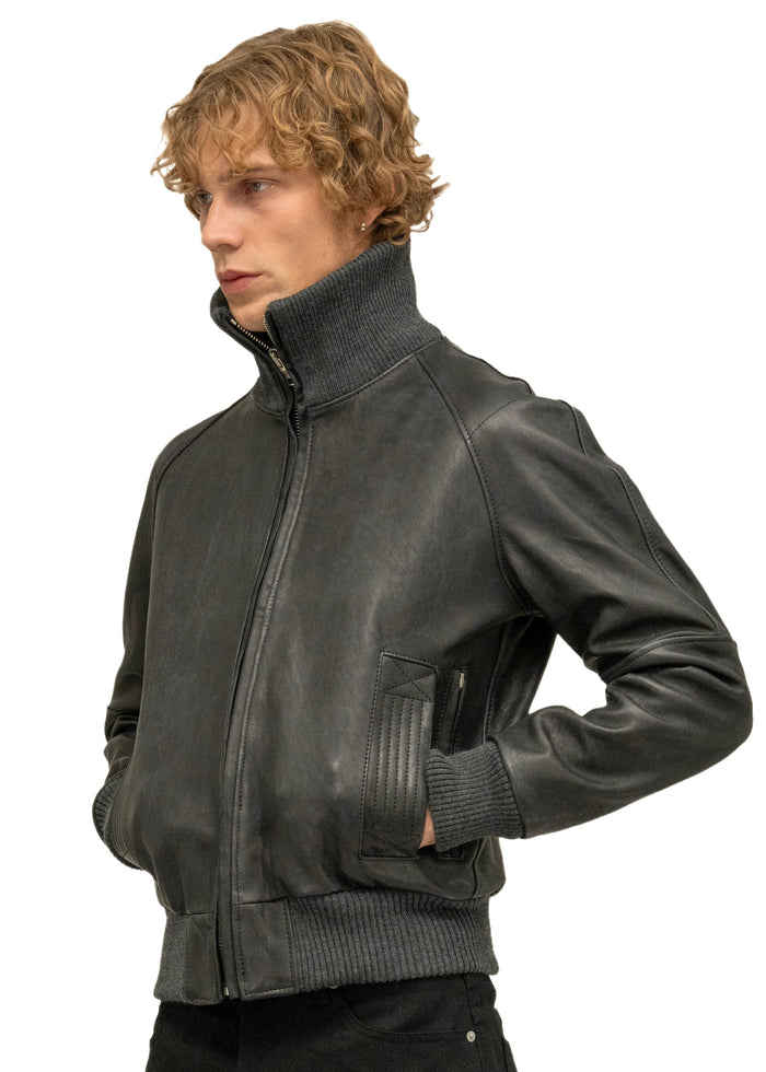 DUST ONE CUT LEATHER JACKET BLACK