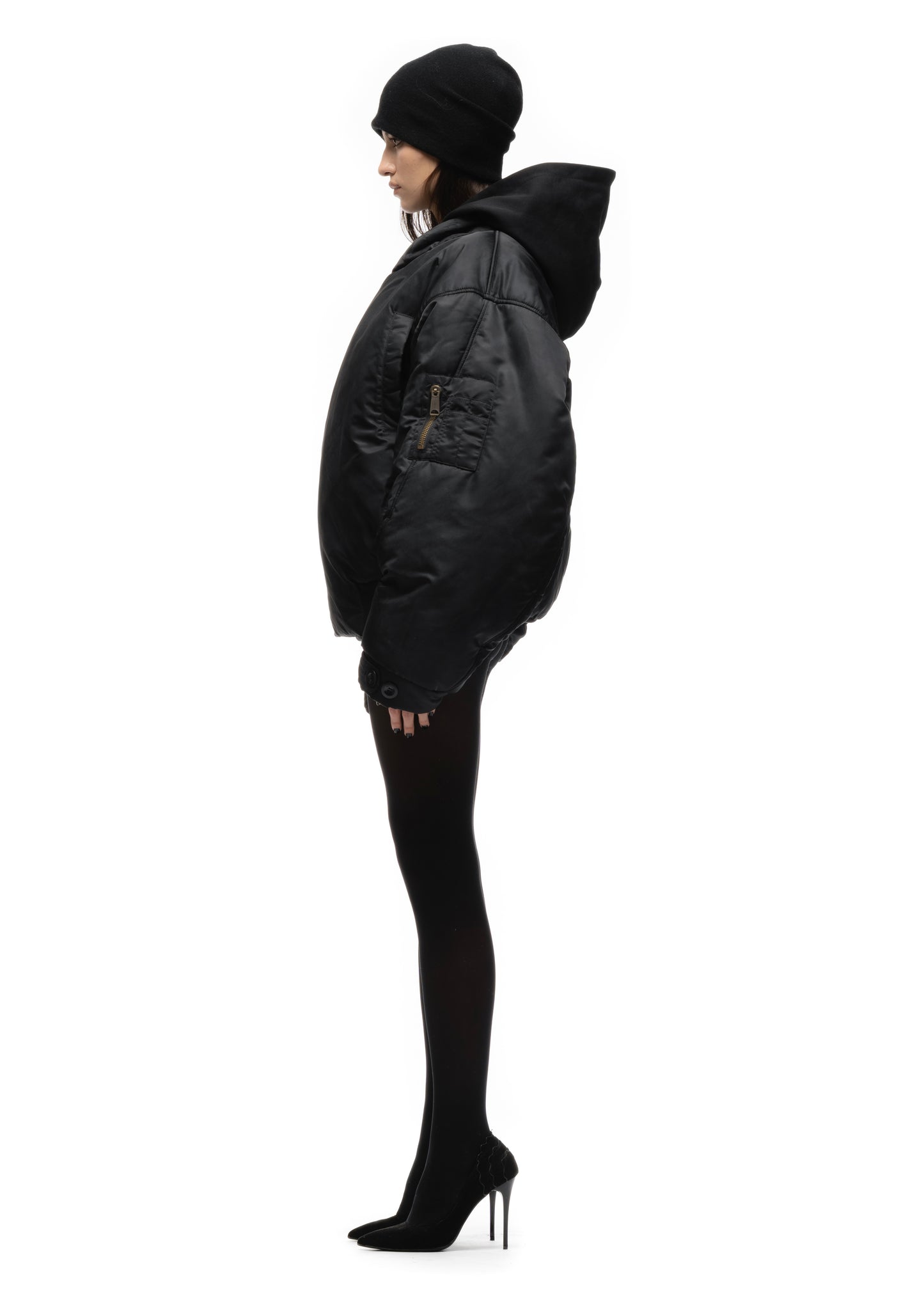 FENCING WAFFLE BOMBER JACKET BLACK FEMALE