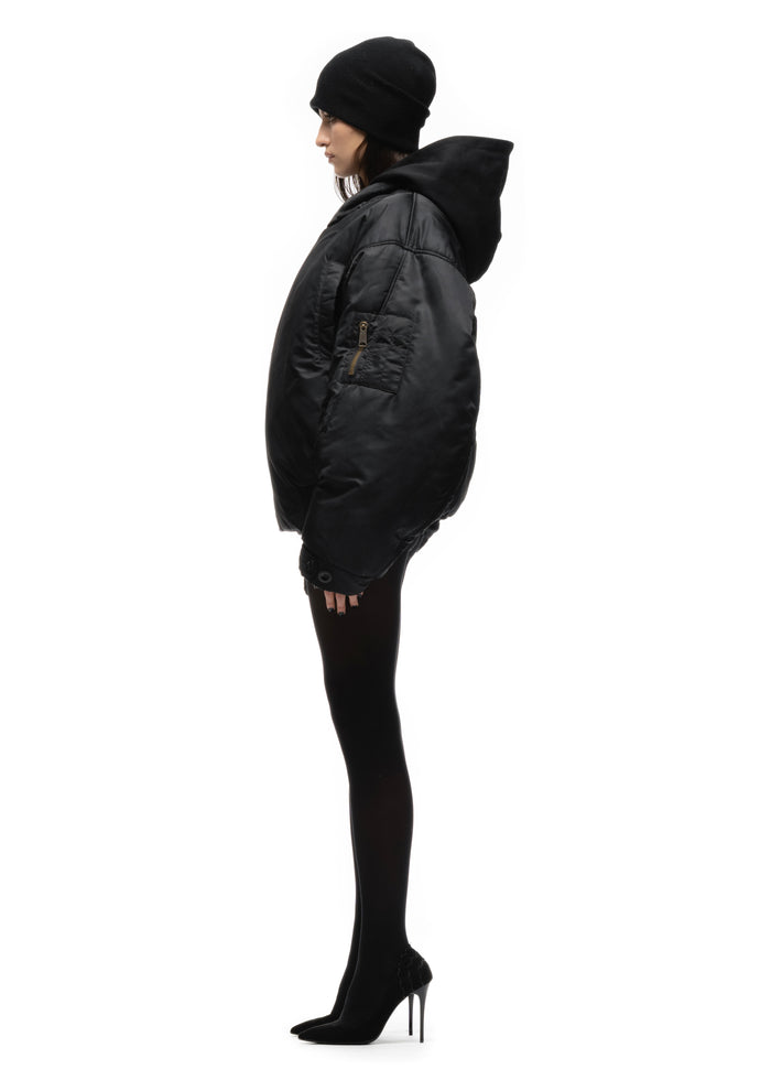 FENCING WAFFLE BOMBER JACKET BLACK FEMALE