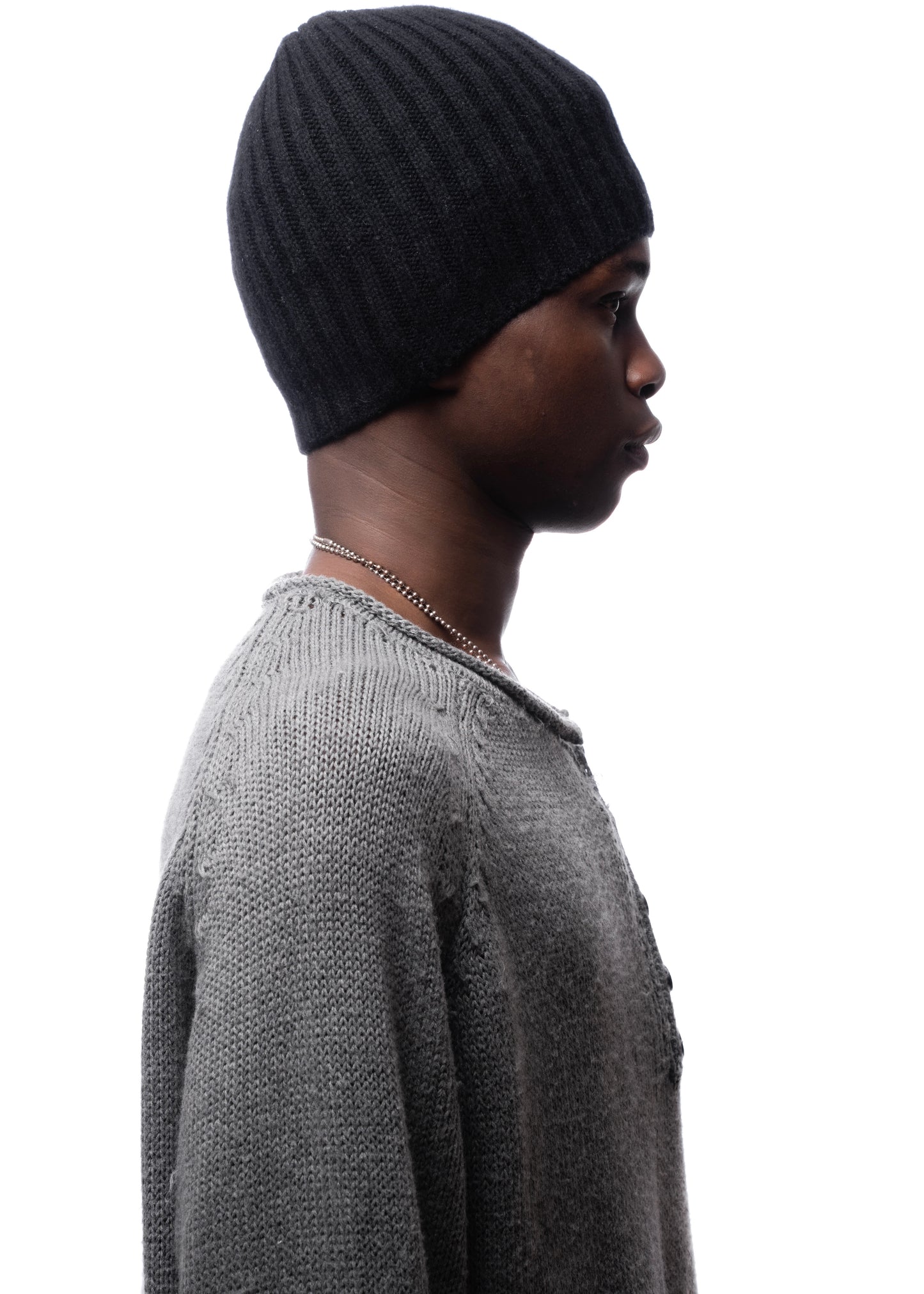 RIBBED WOOL BEANIE BLACK