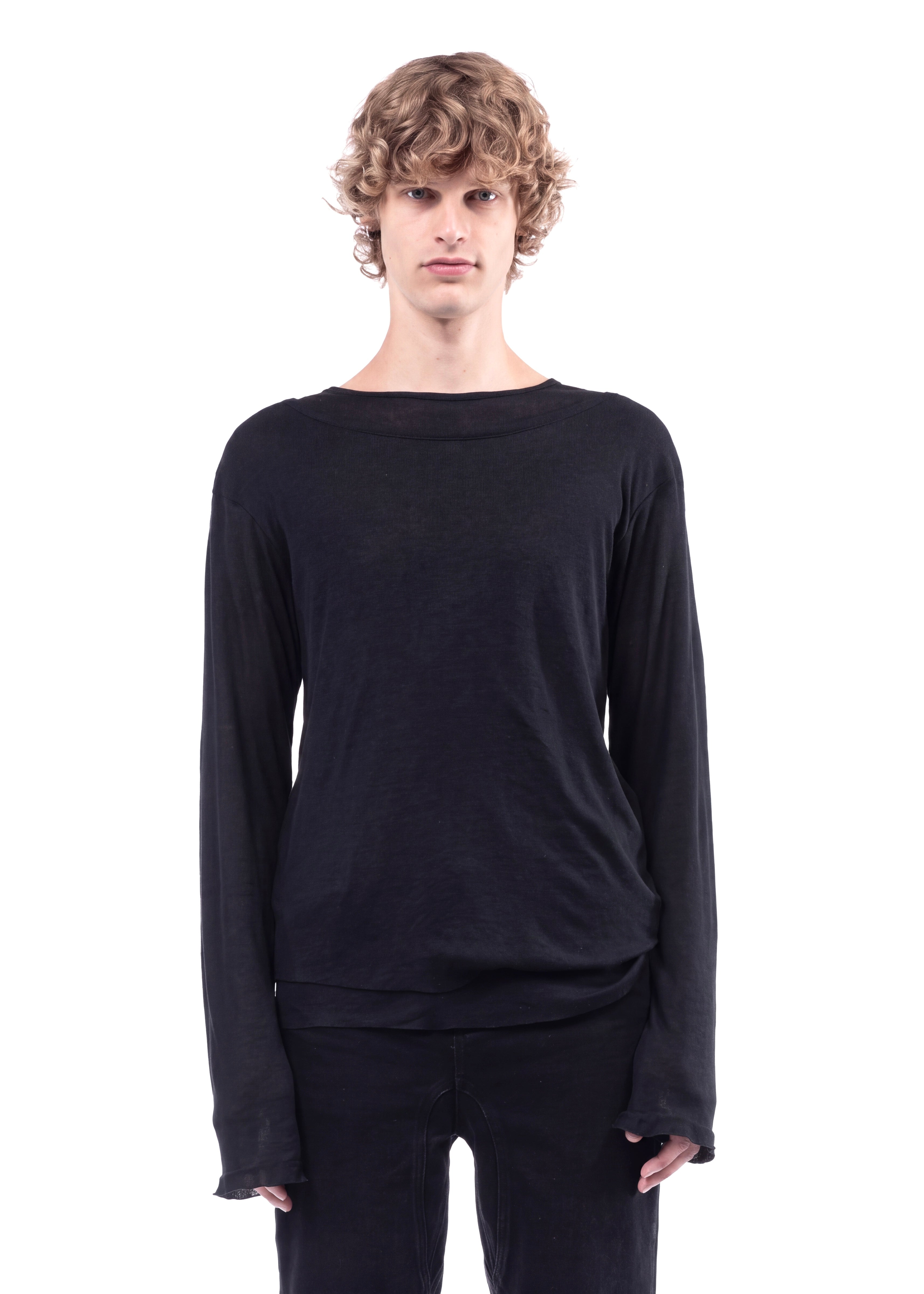 DOUBLE-LAYERED ORGANIC COTTON LONGSLEEVE BLACK – NO/FAITH STUDIOS