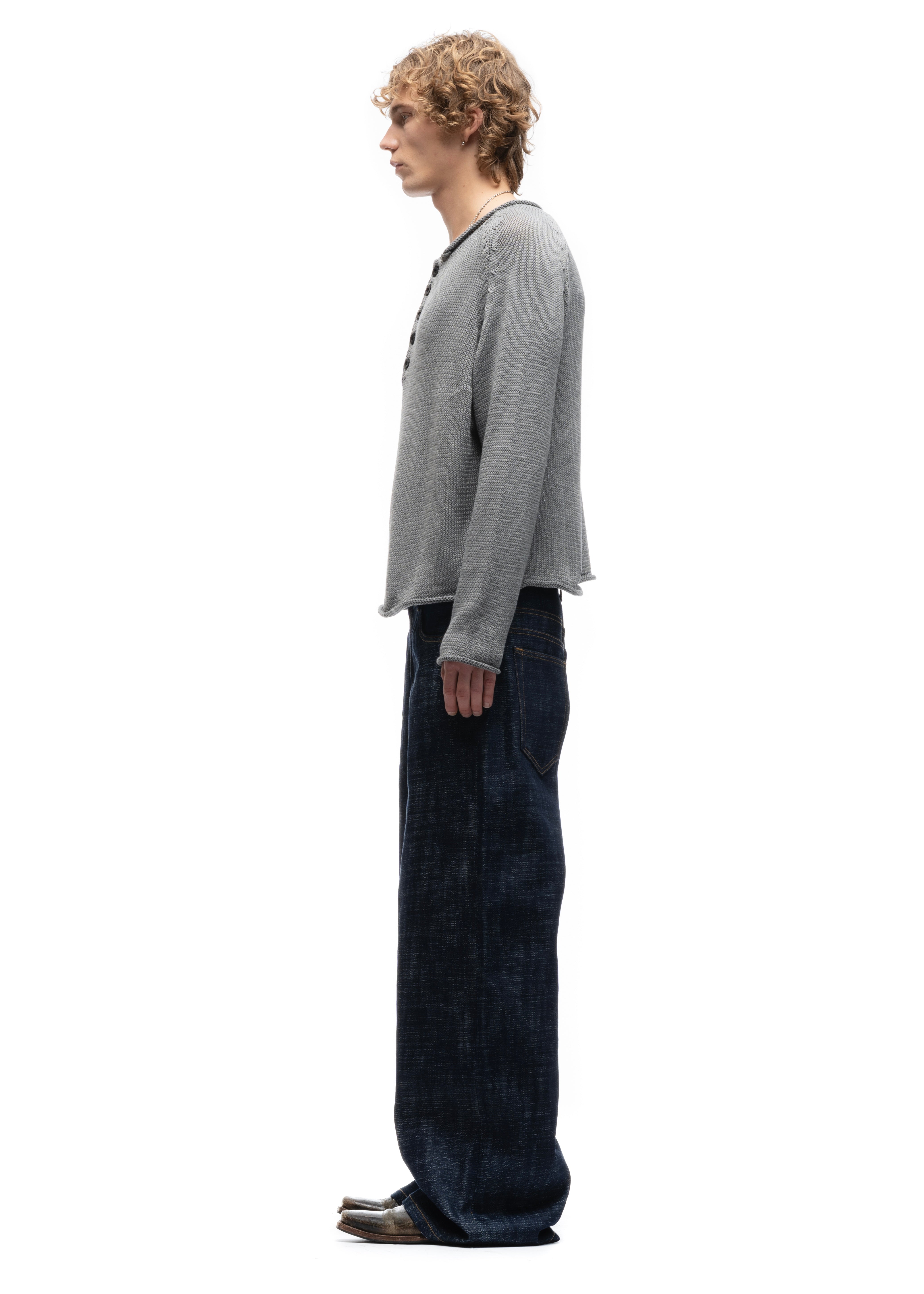 BUTTON KNIT SWEATER GREY – NO/FAITH STUDIOS