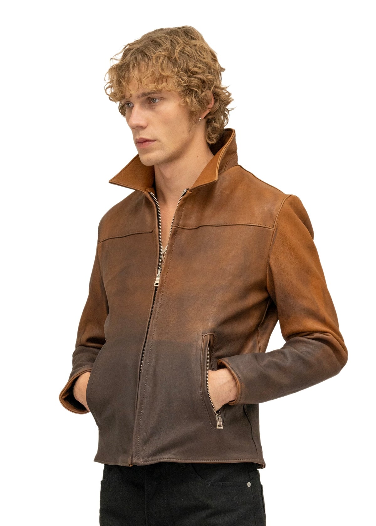 FADED BIKER ONE CUT LEATHER JACKET