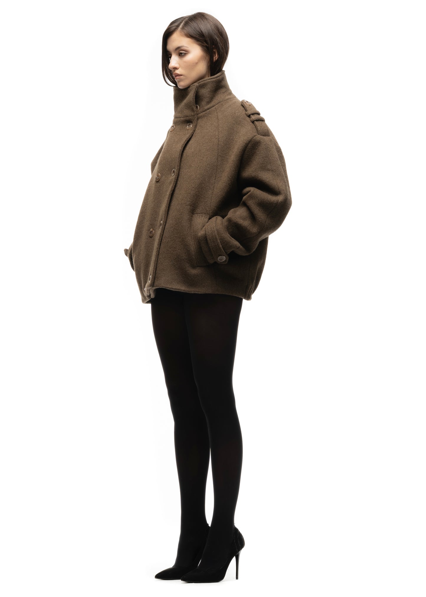 BUTTON UP MARINE JACKET GREEN FEMALE