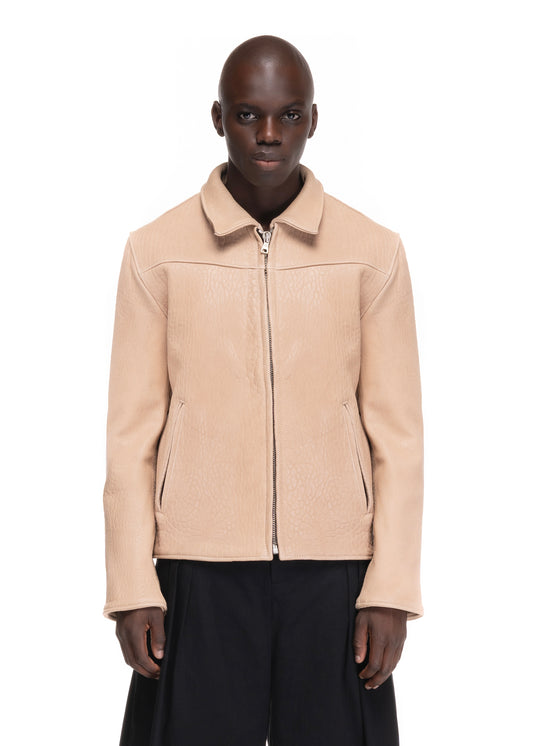 BASIC CUT LEATHER JACKET NUDE 004