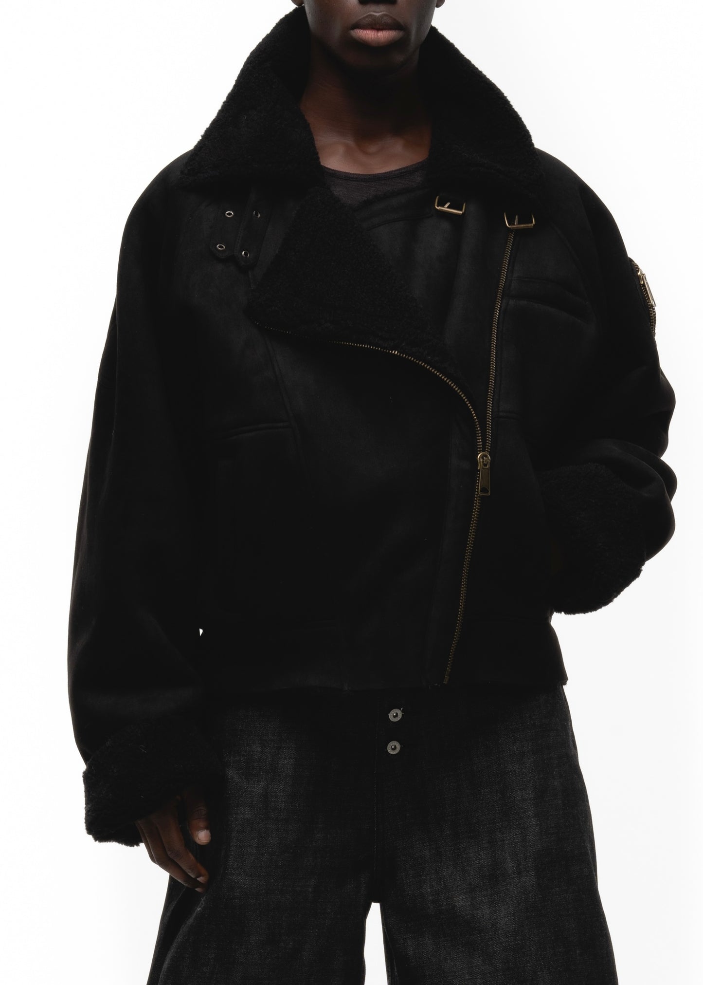 HEAVY FLIGHT SHEARLING JACKET BLACK