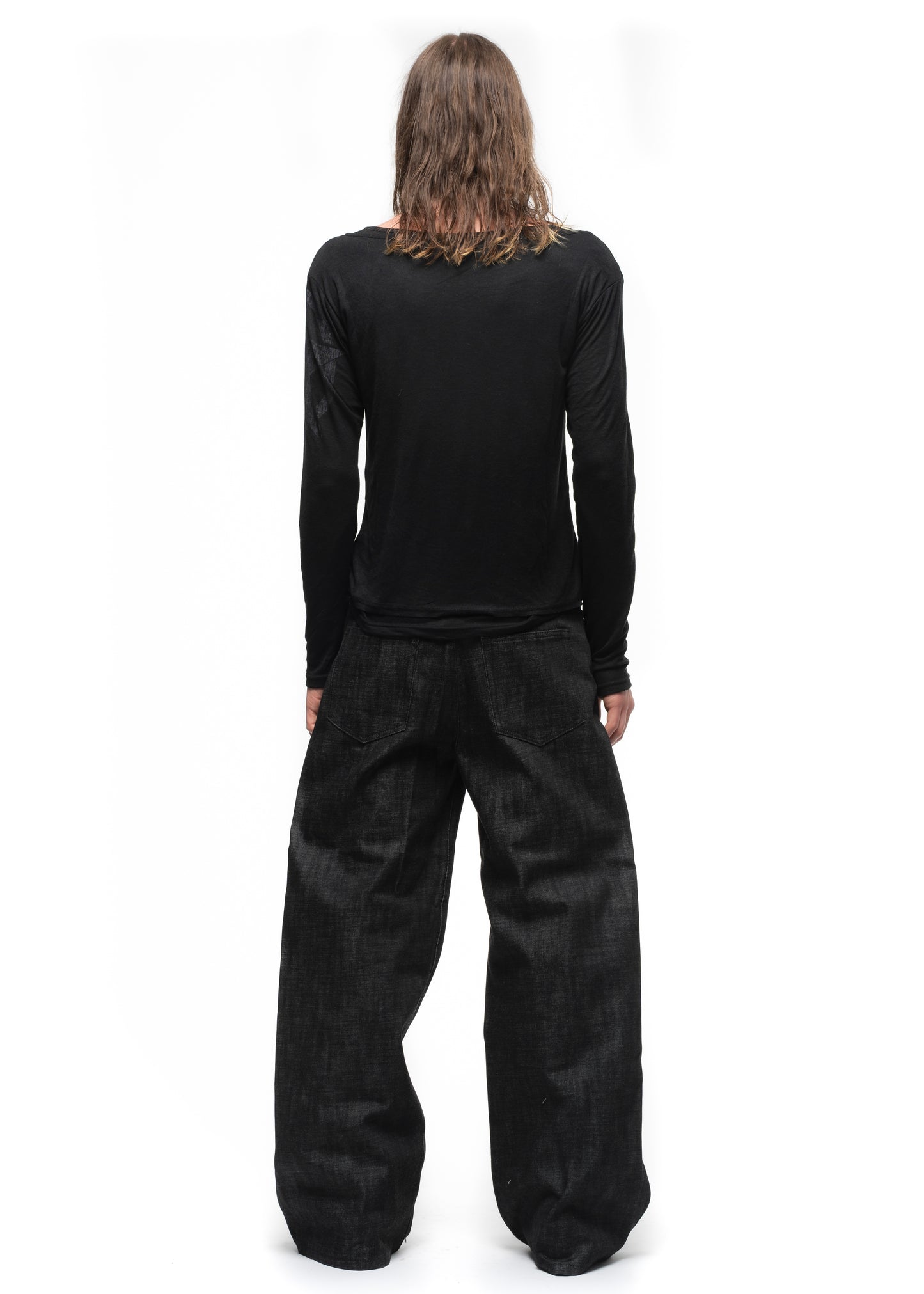 STAR SLEEVE DOUBLE-LAYERED BUTTON LONGSLEEVE BLACK
