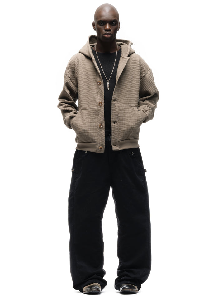 BUTTON KNIT COTTON JACKET LIGHT GREY/GREEN