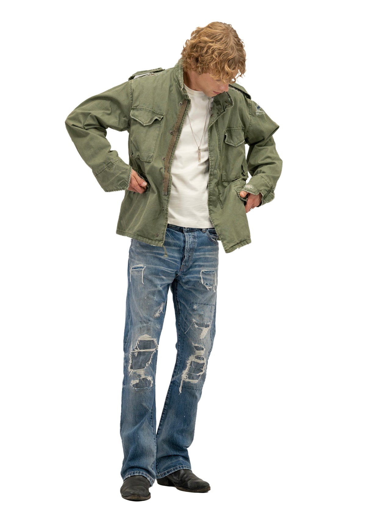 HAND REPAIRED SELVEDGE FITTED BOOTCUT DENIM