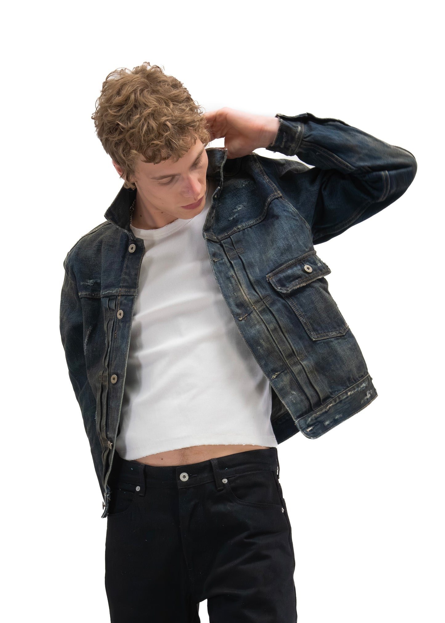 FADED BLUE DENIM TRUCKER