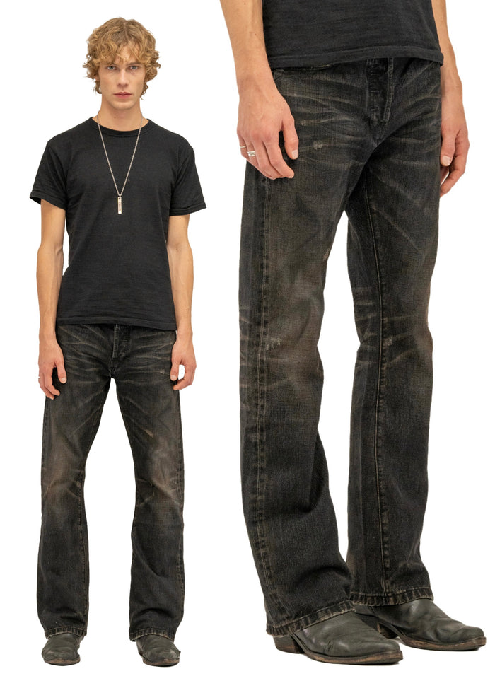 WASHED BLACK SELVEDGE BOOTCUT DENIM