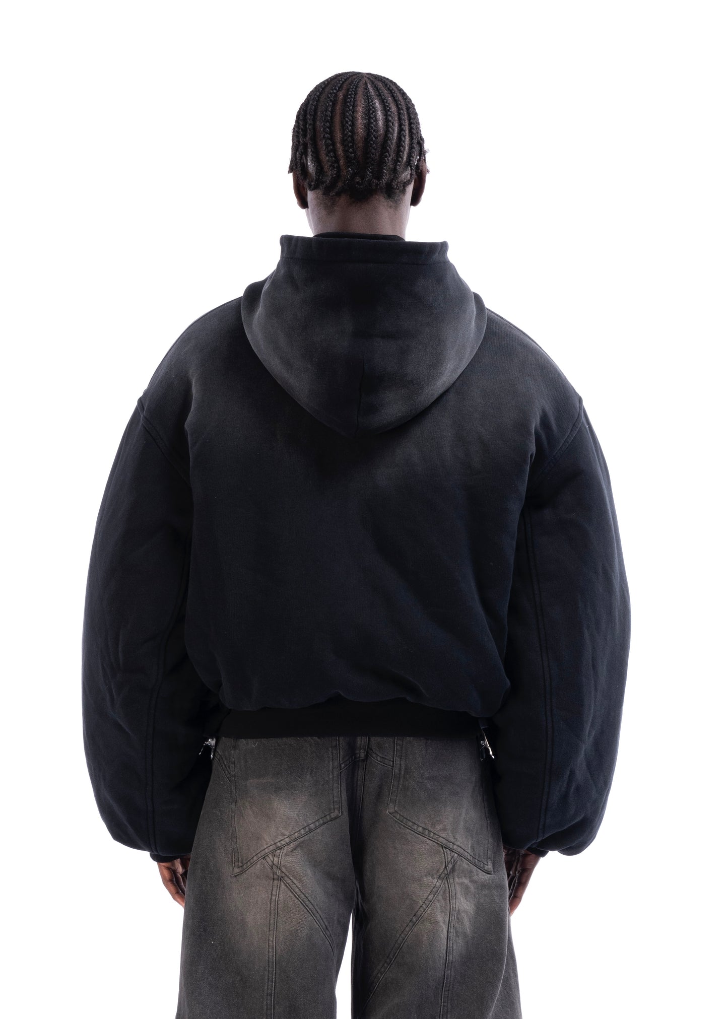 REVERSIBLE HOOD BOMBER JACKET BLACK