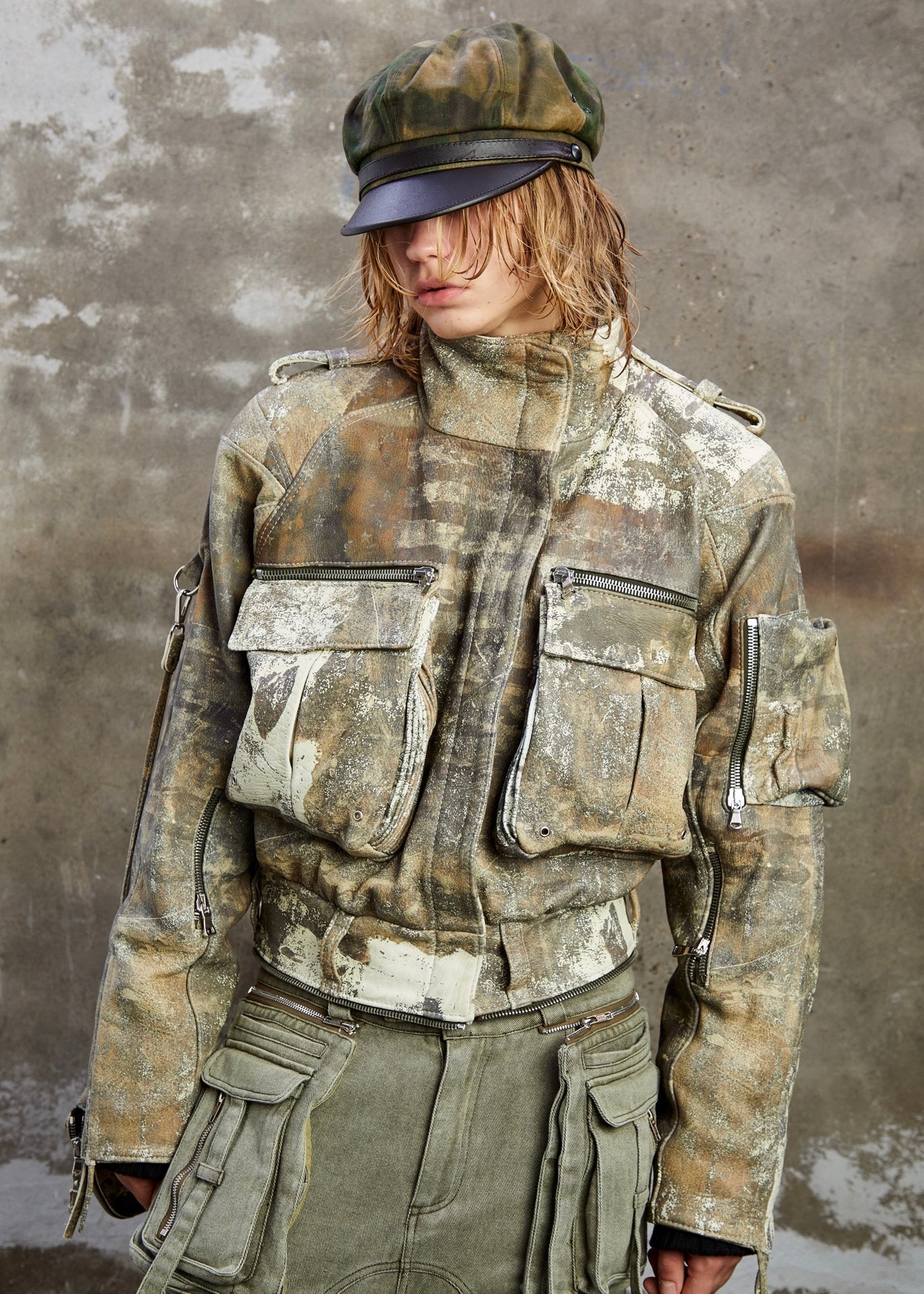 CAMOUFLAGE PRINTED LEATHER JACKET