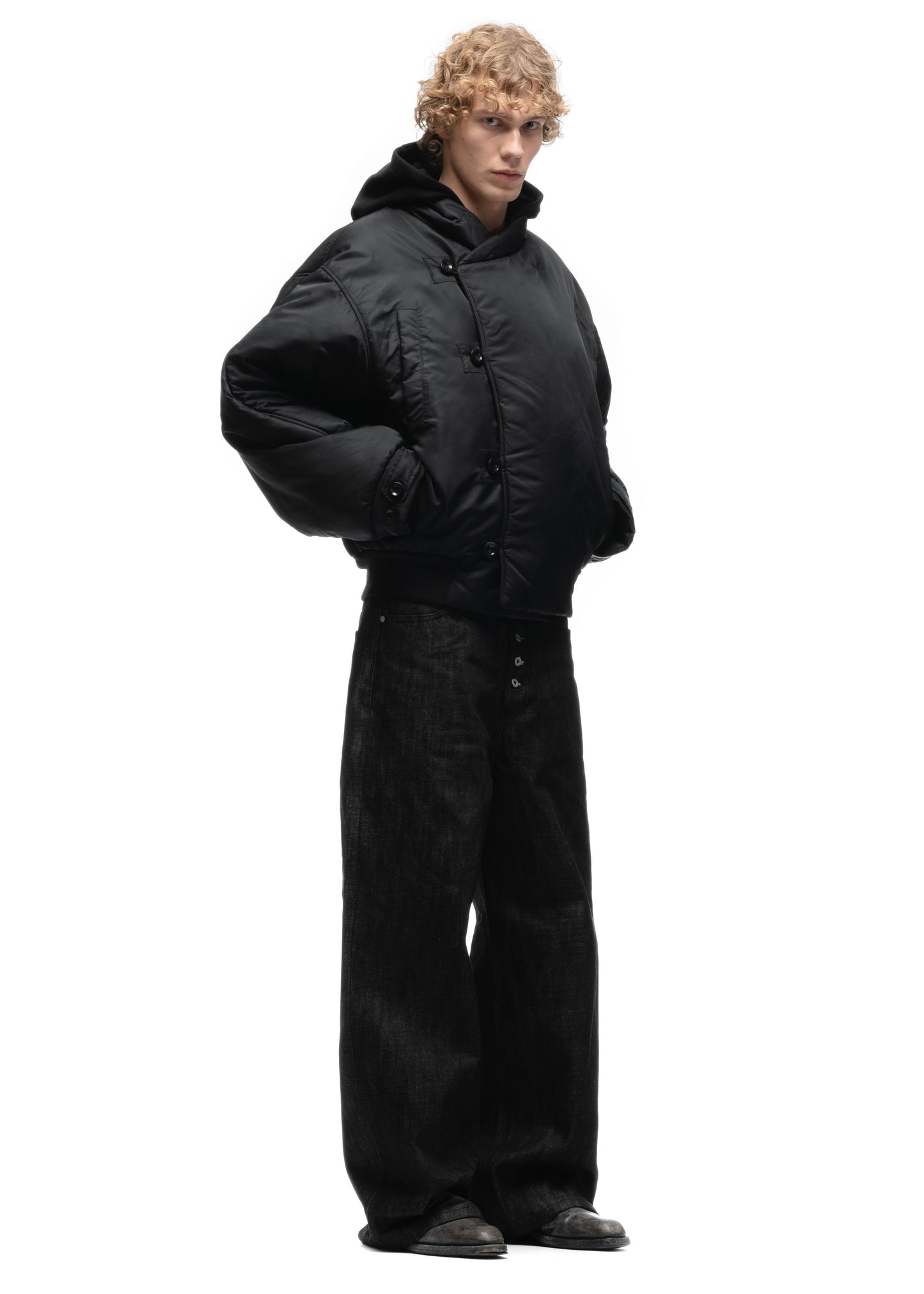 FENCING WAFFLE BOMBER JACKET BLACK