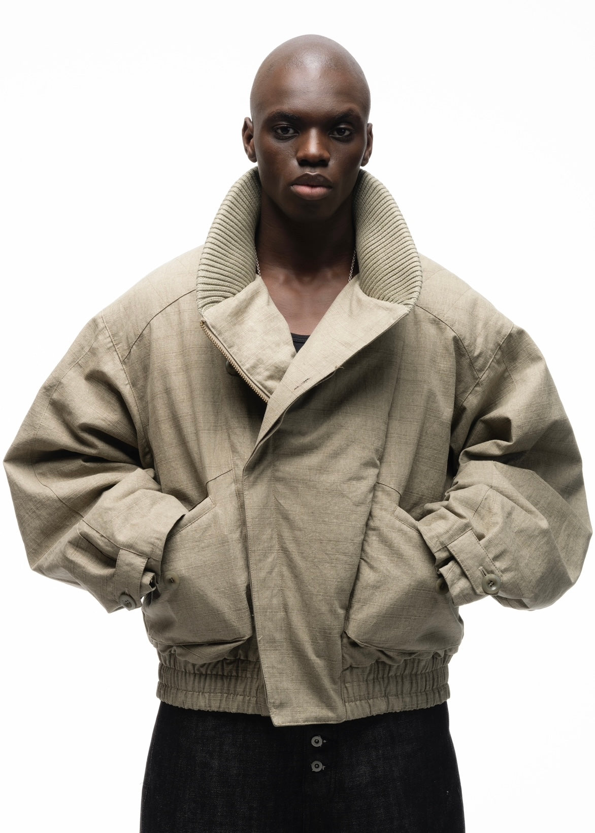 JAPANESE FLIGHT PADDED BOMBER JACKET CONCRETE BEIGE – NO/FAITH STUDIOS
