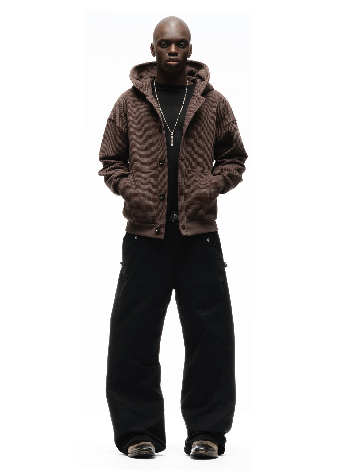 BUTTON KNIT COTTON JACKET WASHED OUT BROWN