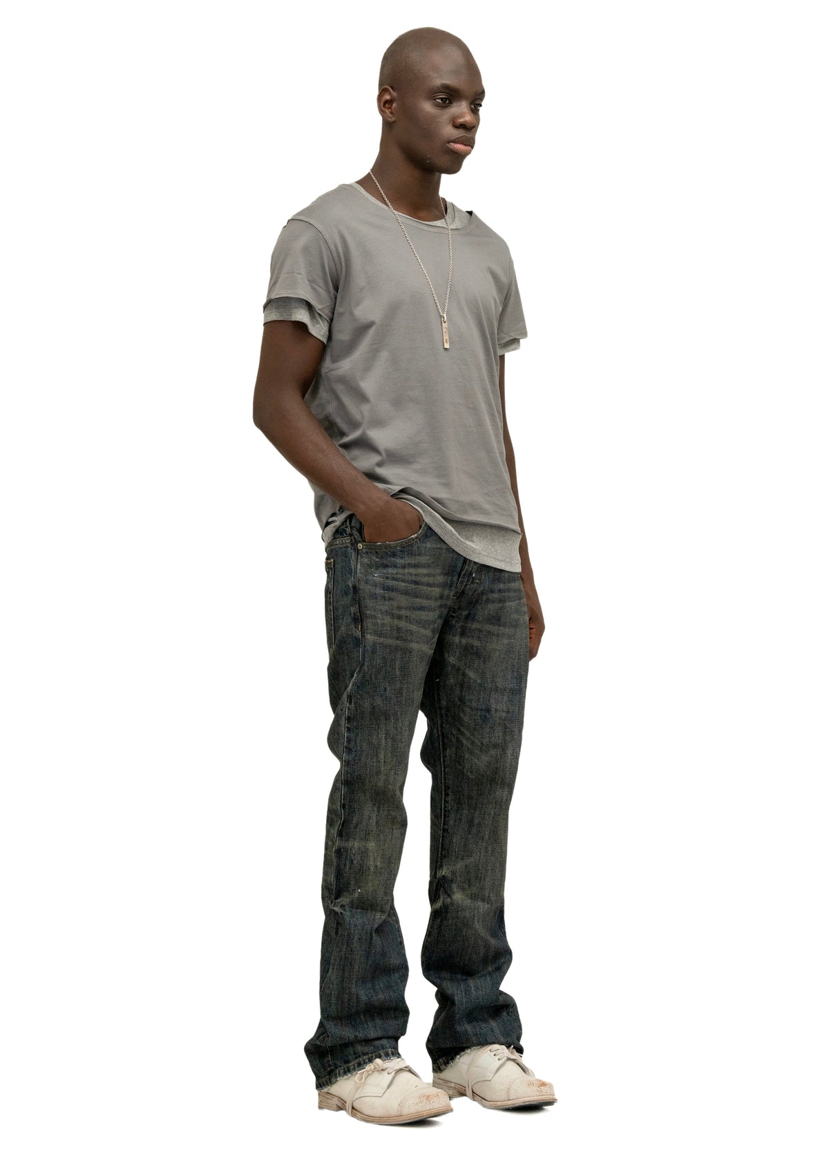 DOUBLE-LAYERED T-SHIRT GREY