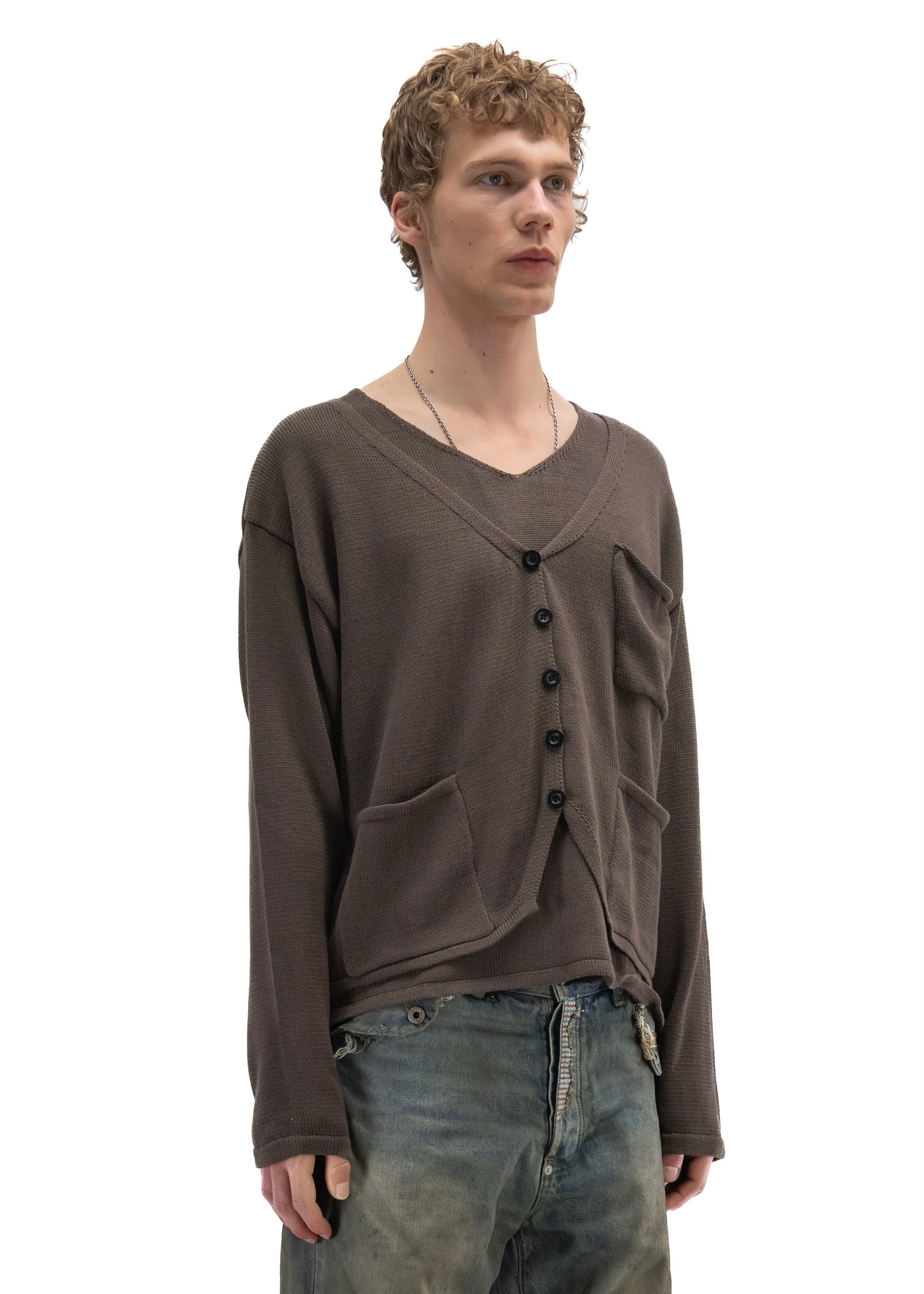 DOUBLE LAYERED KNIT CARDIGAN