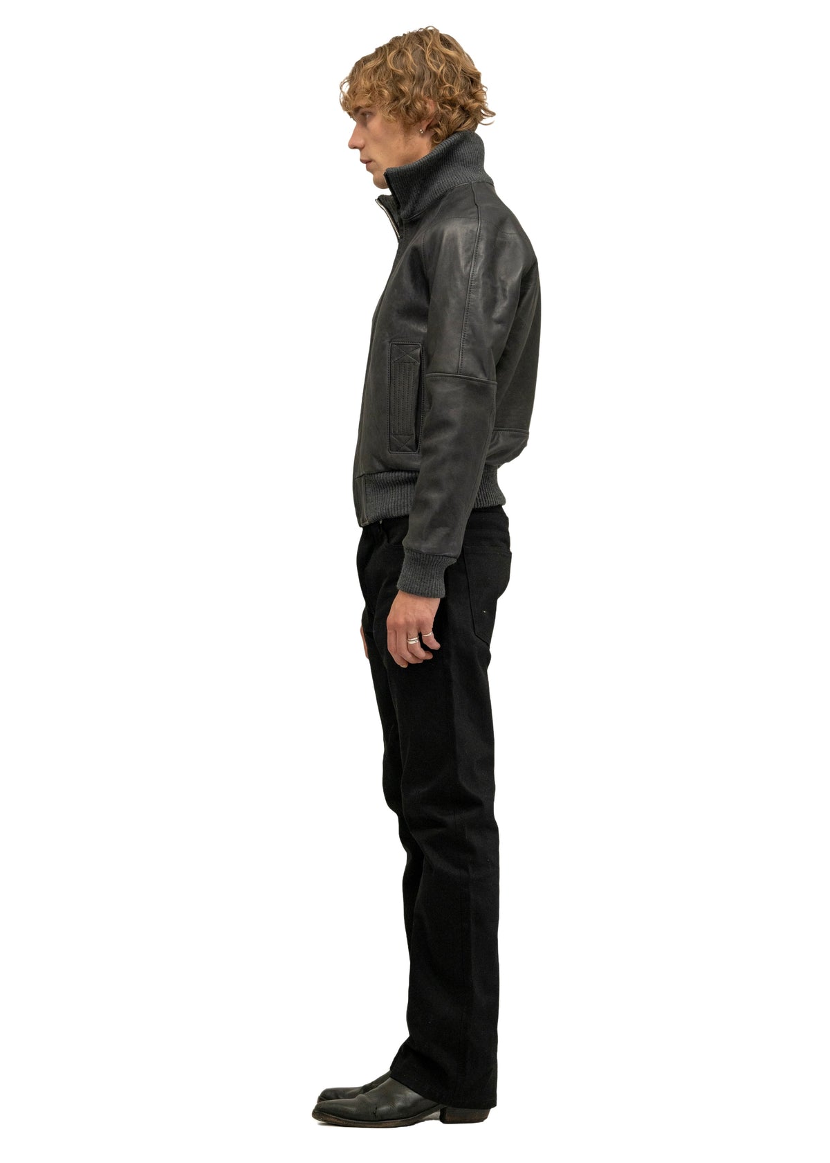 DUST ONE CUT LEATHER JACKET BLACK
