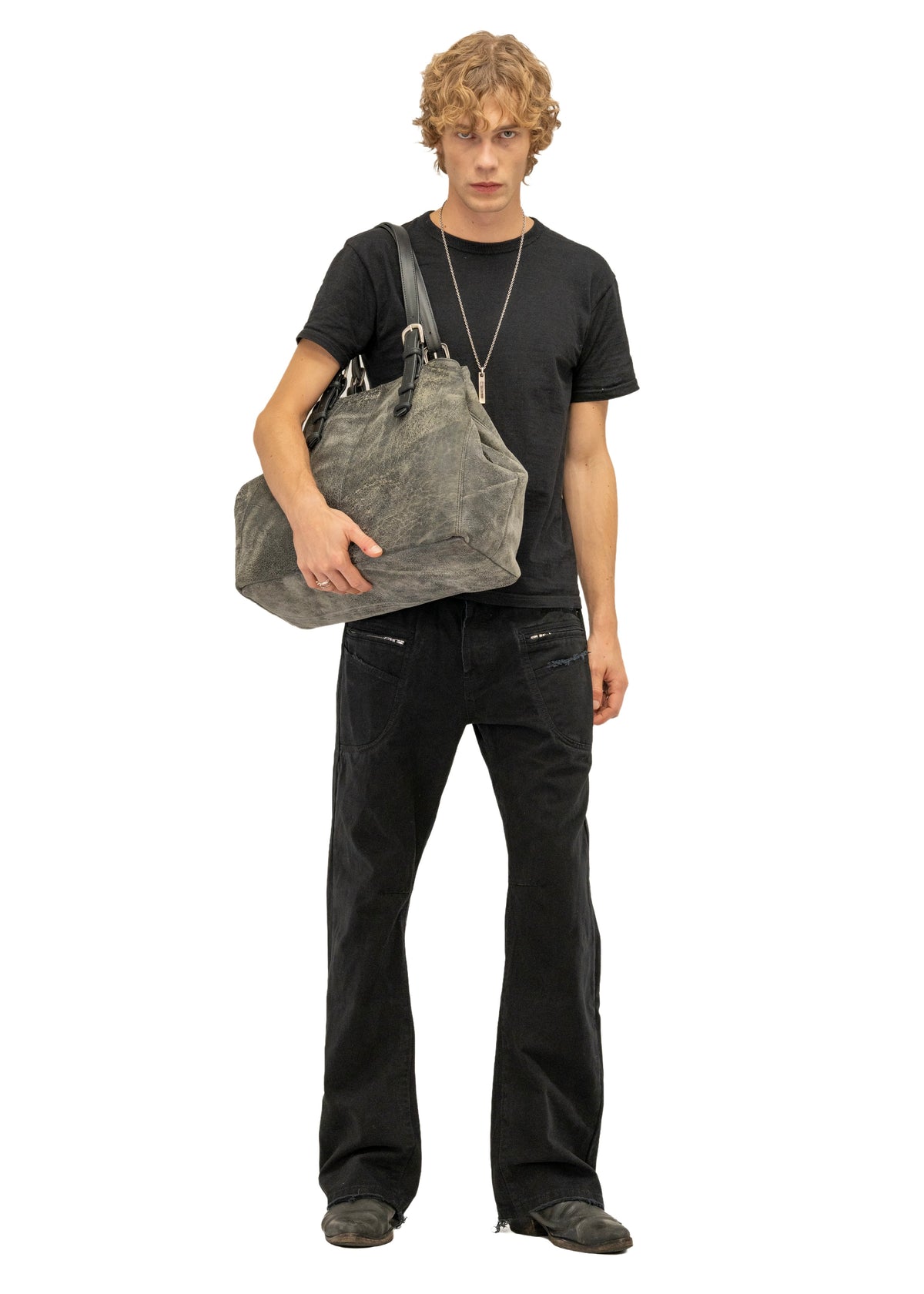 FRAYED BOOTCUT DENIM BLACK
