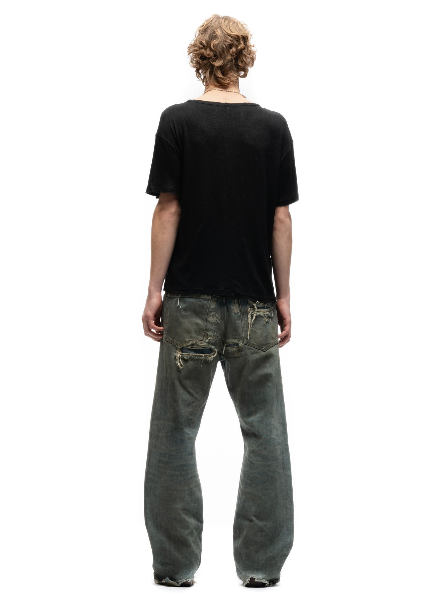 MESSAGE BUTTON UP T-SHIRT BLACK