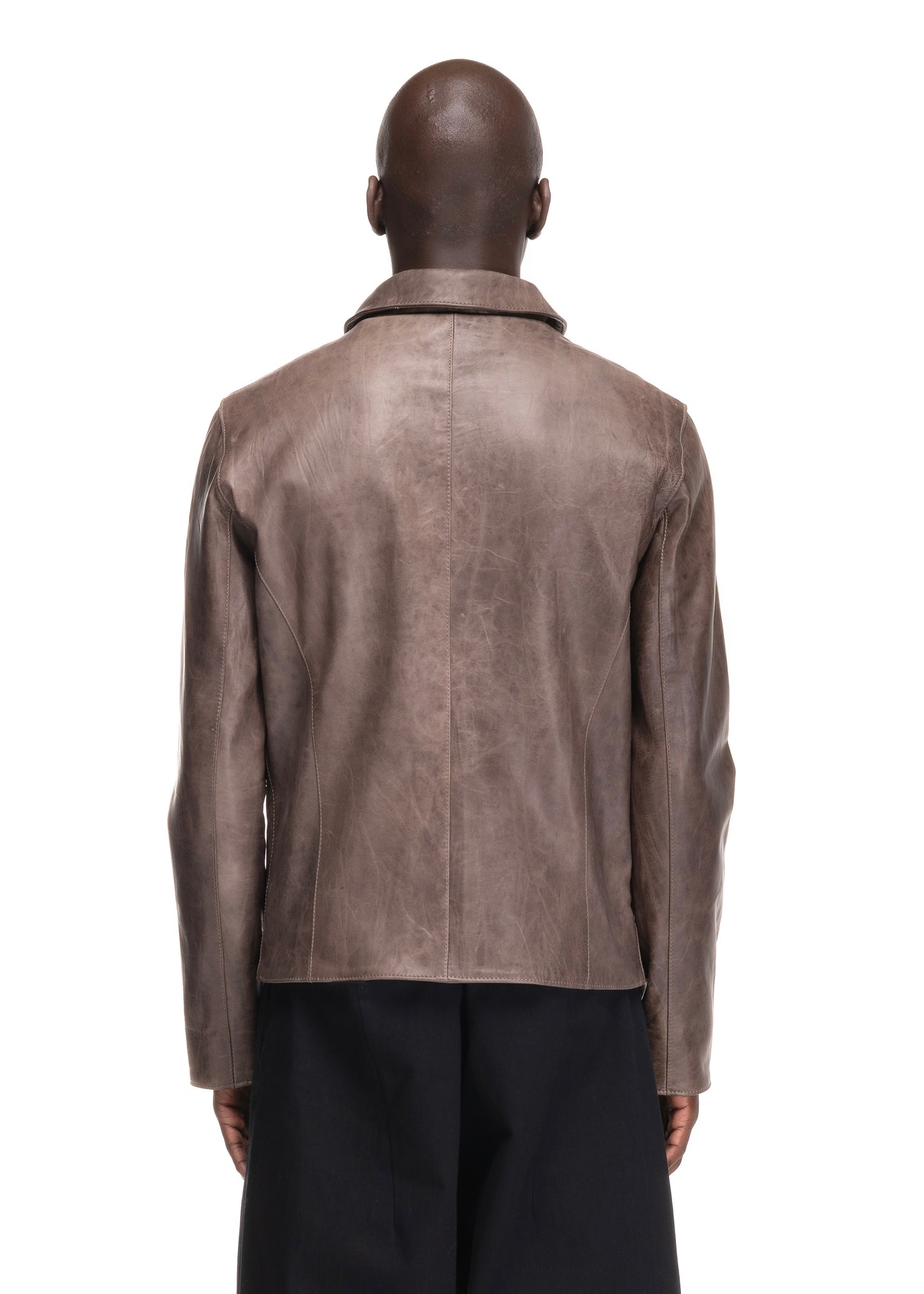 BASIC CUT LEATHER JACKET LIGHT BROWN 003