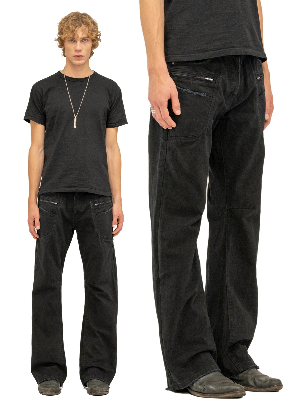 FRAYED BOOTCUT DENIM BLACK