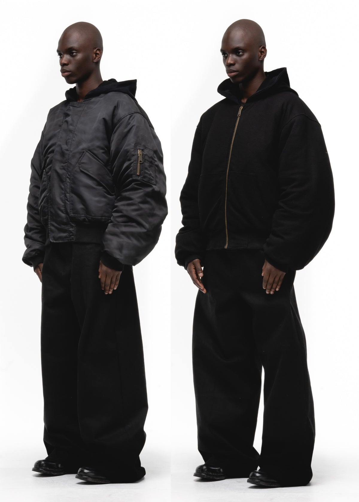 BASIC REVERSIBLE WAFFLE BOMBER BLACK – NO/FAITH STUDIOS