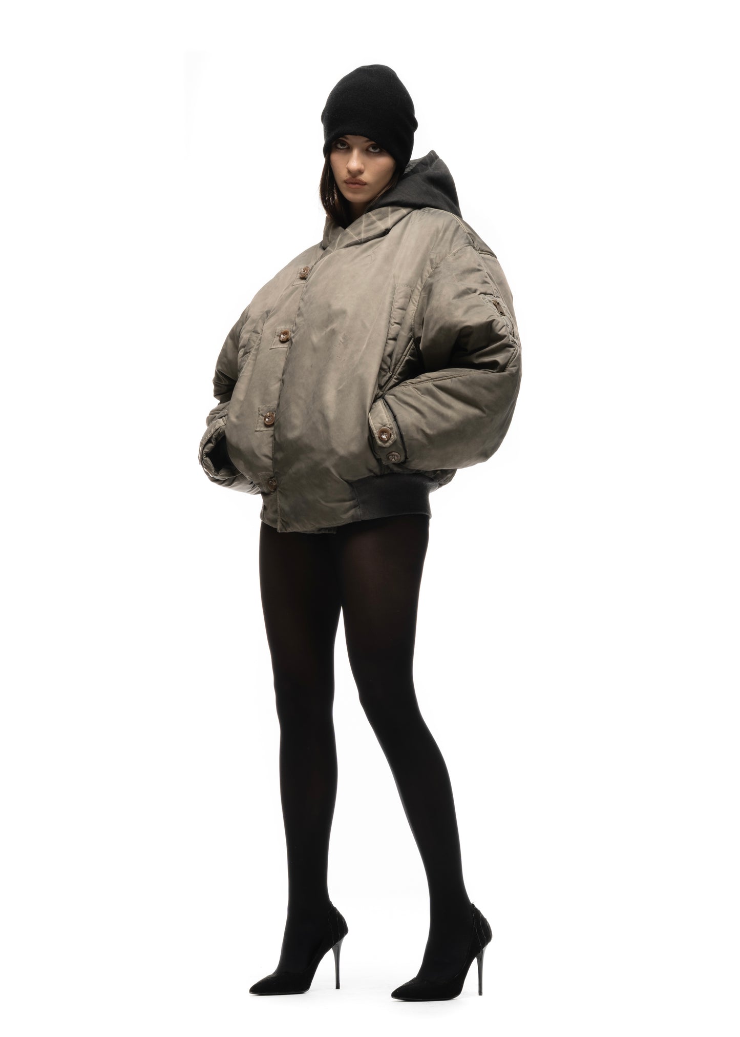 FENCING WAFFLE BOMBER JACKET USED BEIGE FEMALE