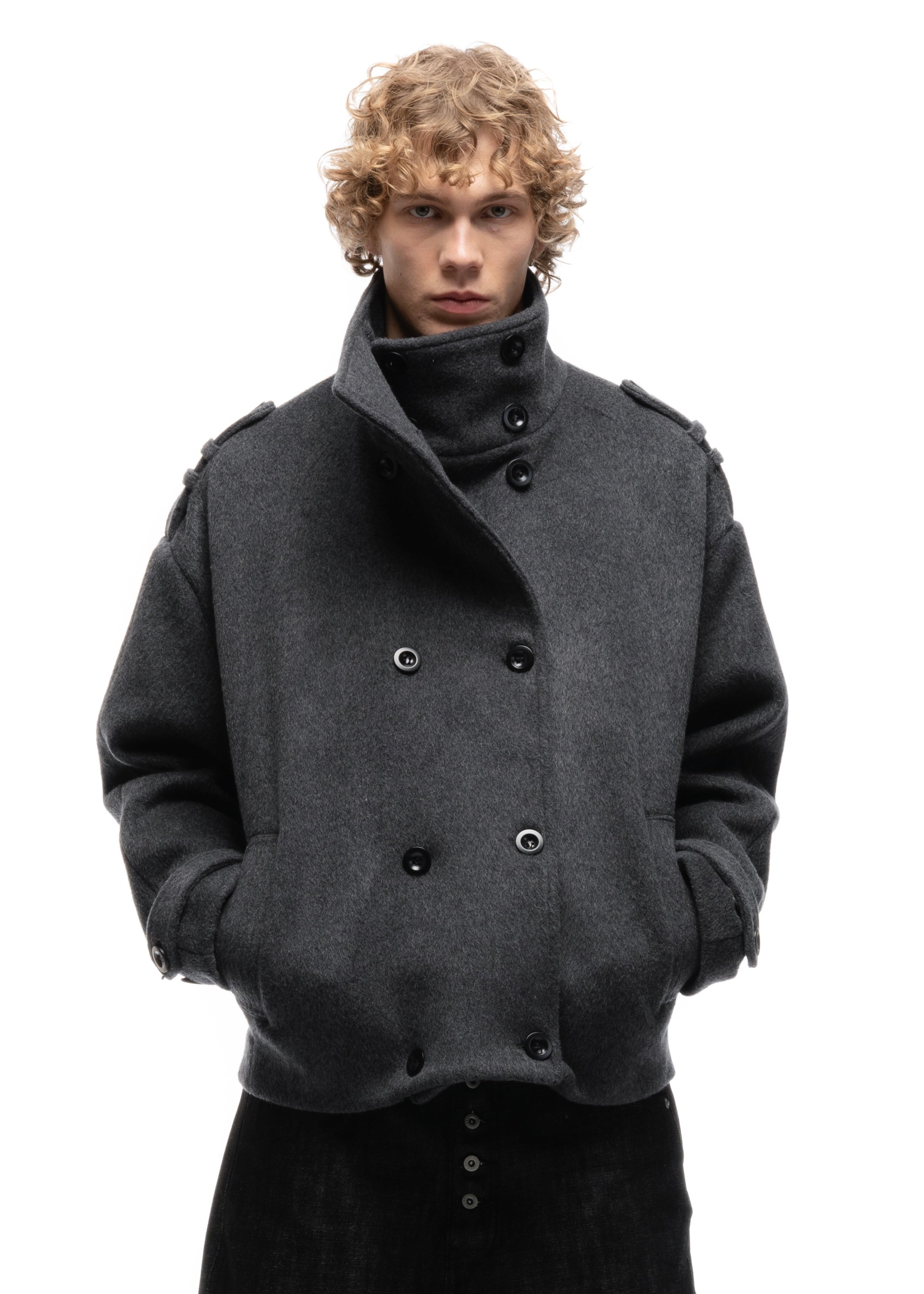BUTTON UP MARINE JACKET GREY – NO/FAITH STUDIOS