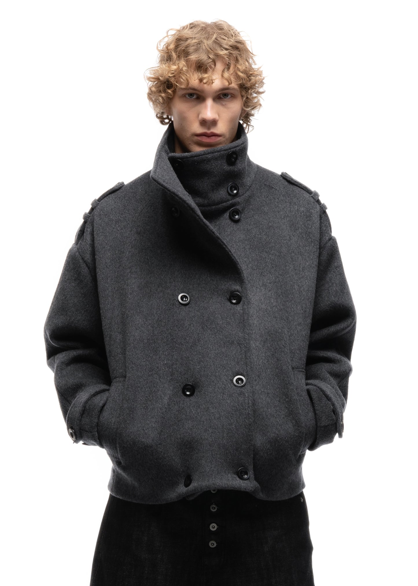 BUTTON UP MARINE JACKET GREY