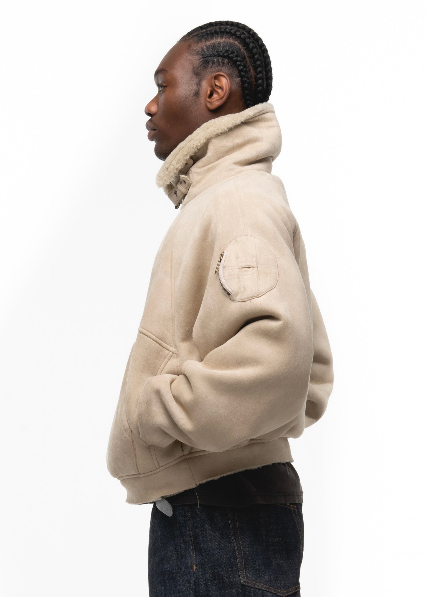 HEAVY FLIGHT SHEARLING HOODIE BEIGE