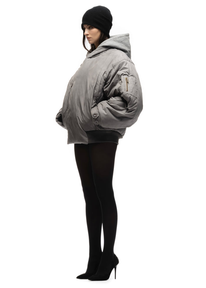 FENCING WAFFLE BOMBER JACKET GREY FEMALE