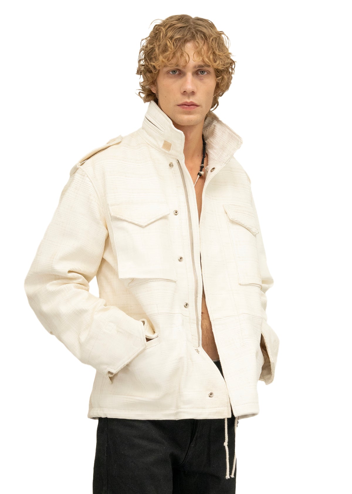 LEATHER FIELD PARKA WHITE
