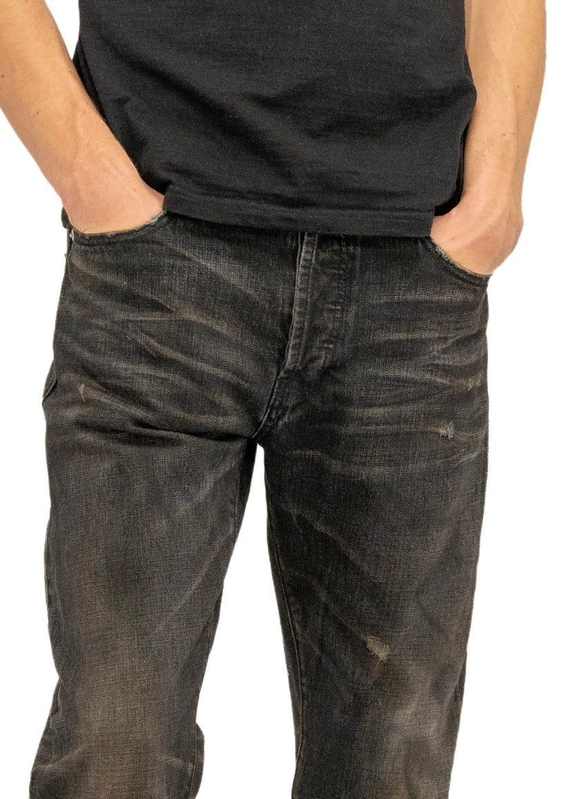 WASHED BLACK SELVEDGE BOOTCUT DENIM