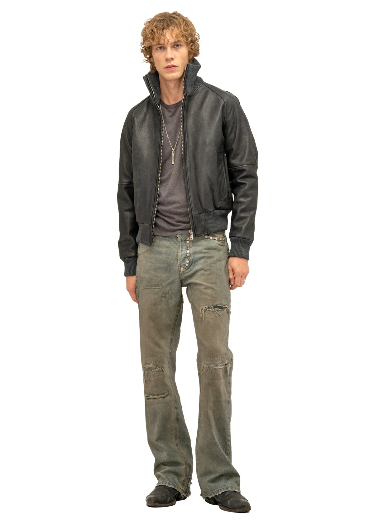 STUDDED SELVEDGE BOOTCUT DENIM
