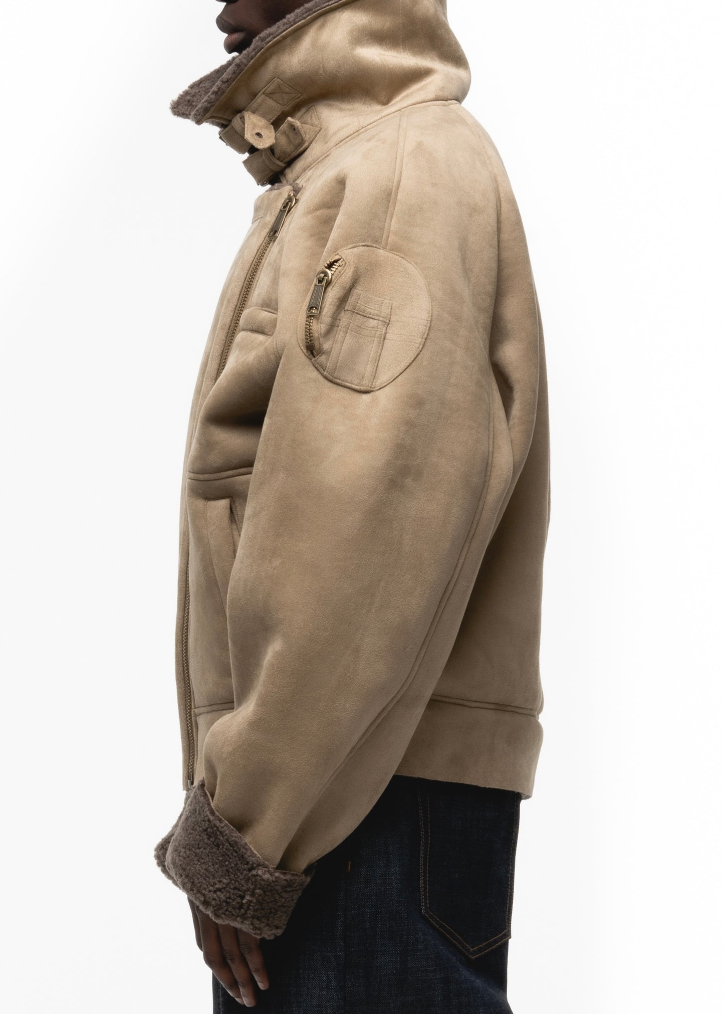 HEAVY FLIGHT SHEARLING JACKET DARK BEIGE