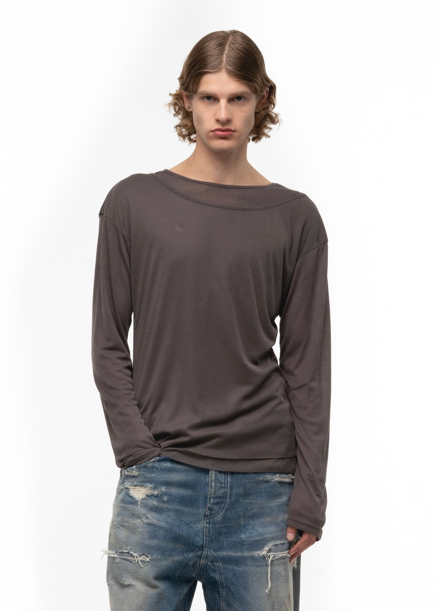 DOUBLE-LAYERED BURGUNDY LONGSLEEVE