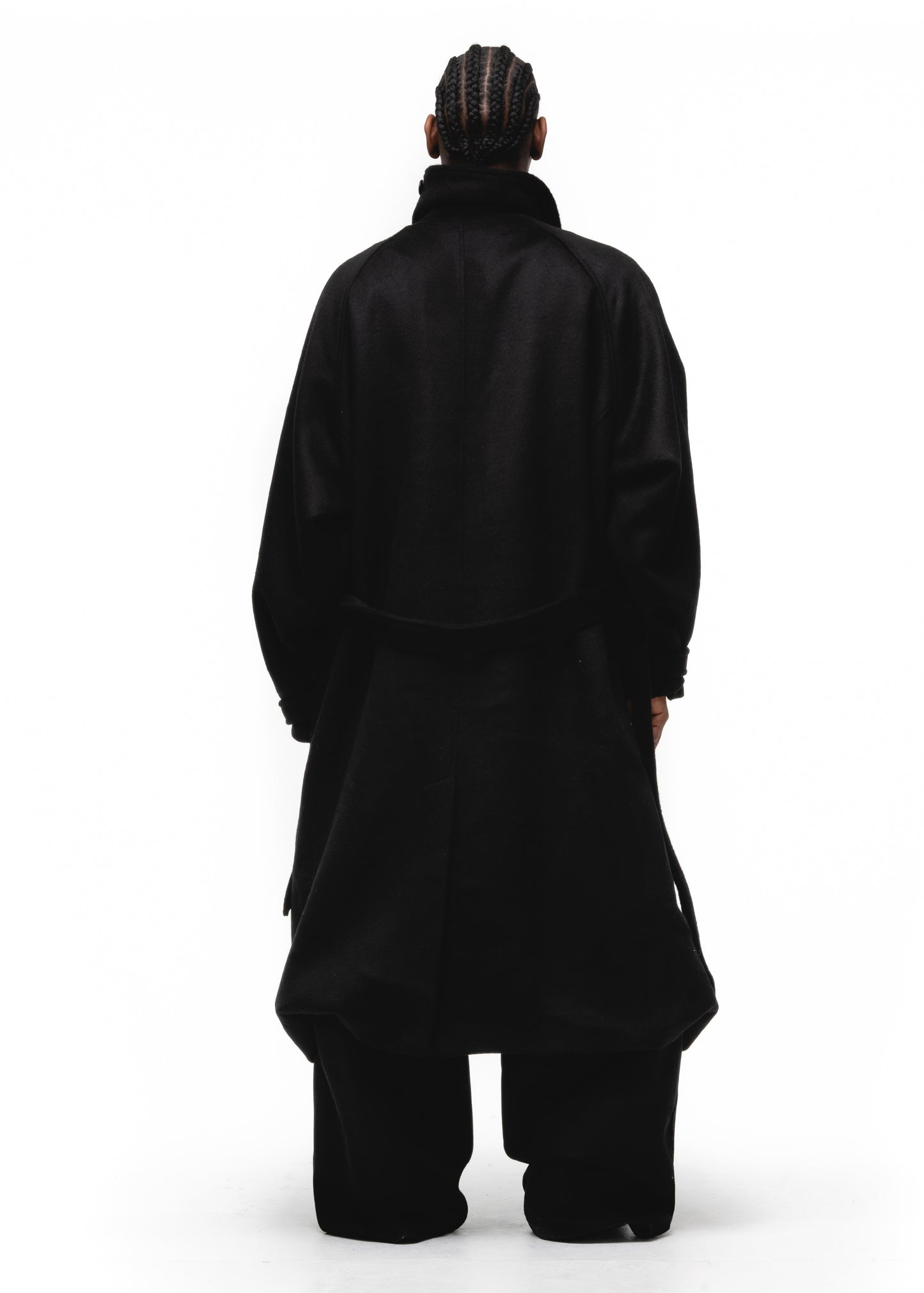 ASYMMETRICAL WOOL COAT BLACK