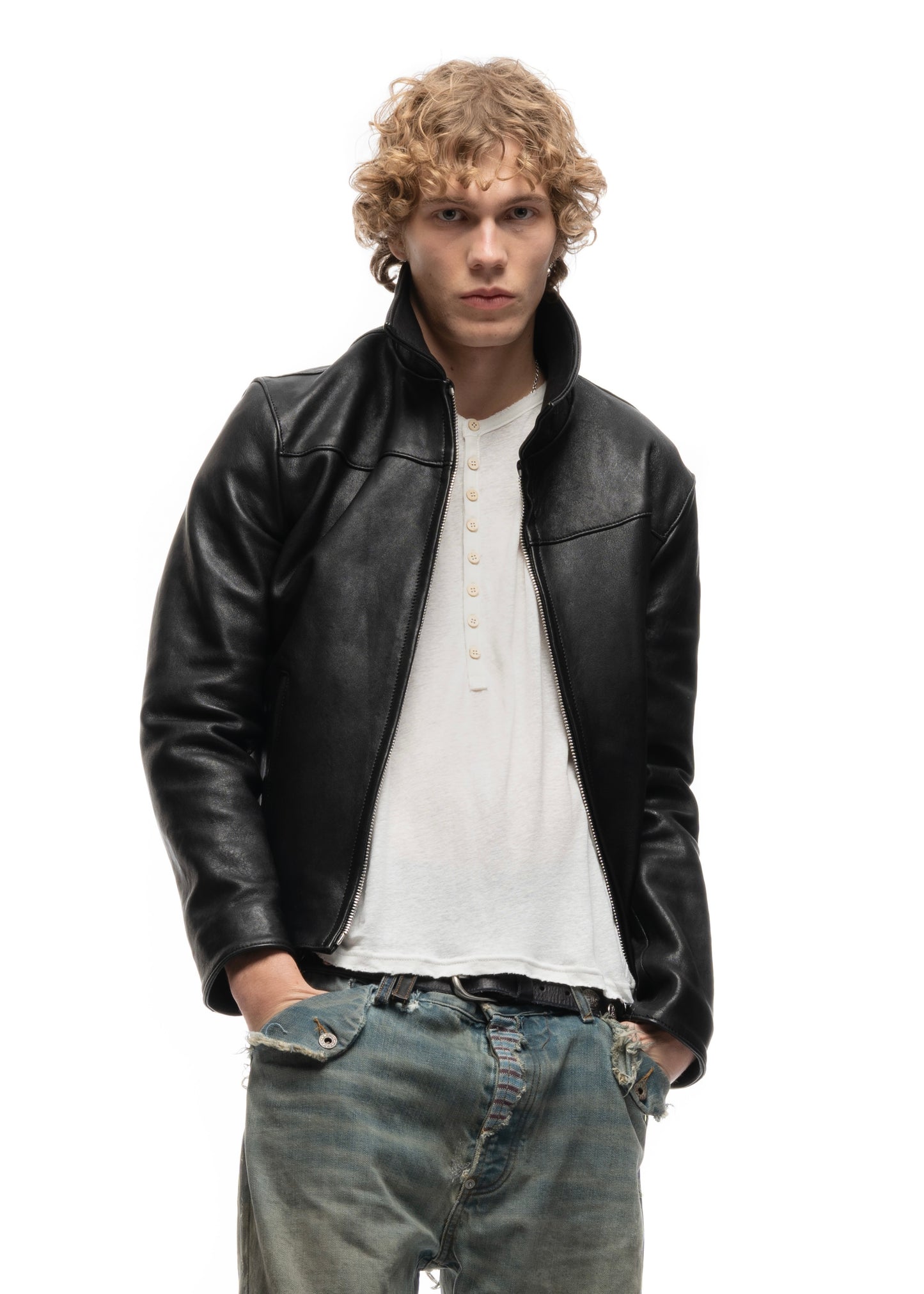 MESSAGE BUTTON UP T-SHIRT WHITE