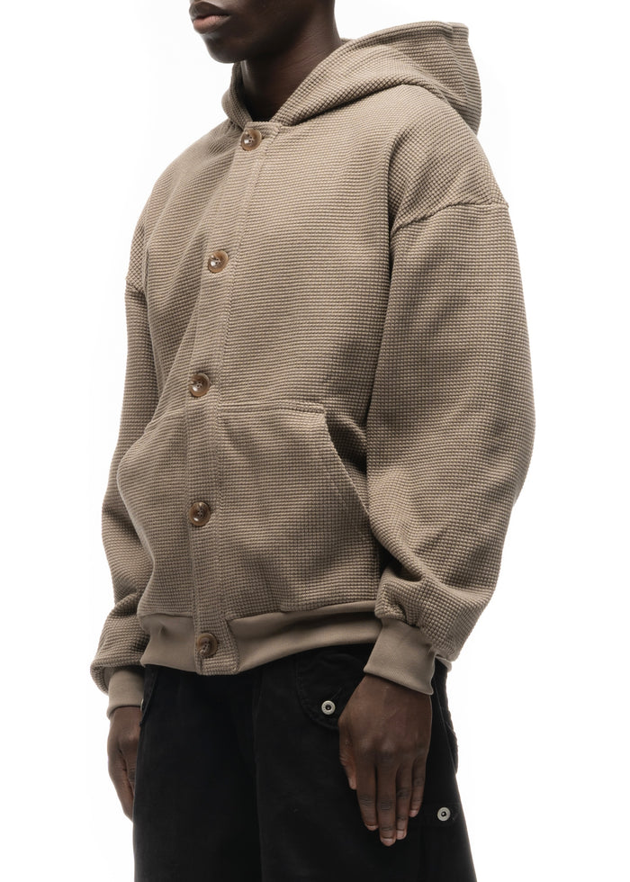 BUTTON KNIT COTTON JACKET LIGHT GREY/GREEN