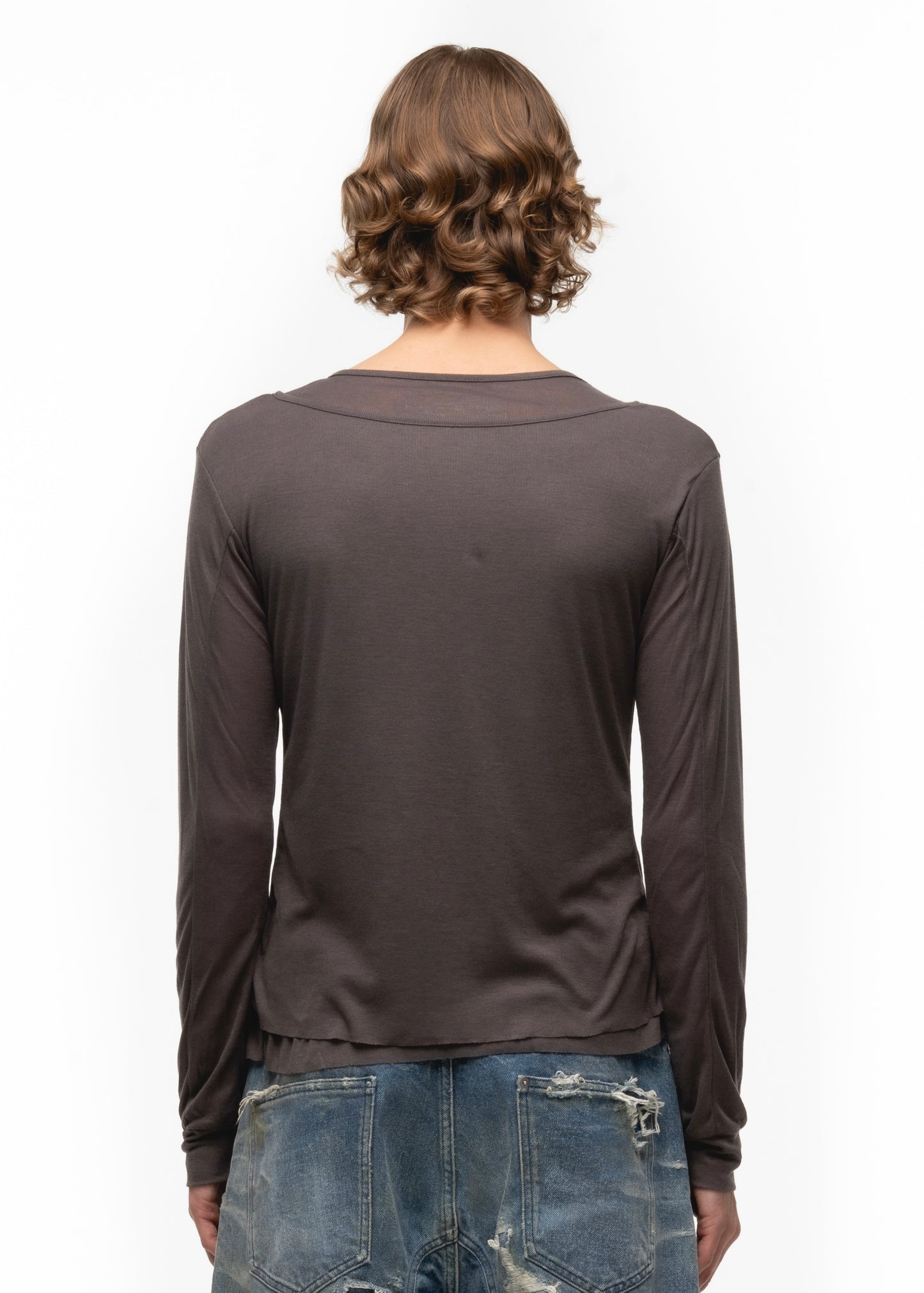 DOUBLE-LAYERED BURGUNDY BUTTON LONGSLEEVE