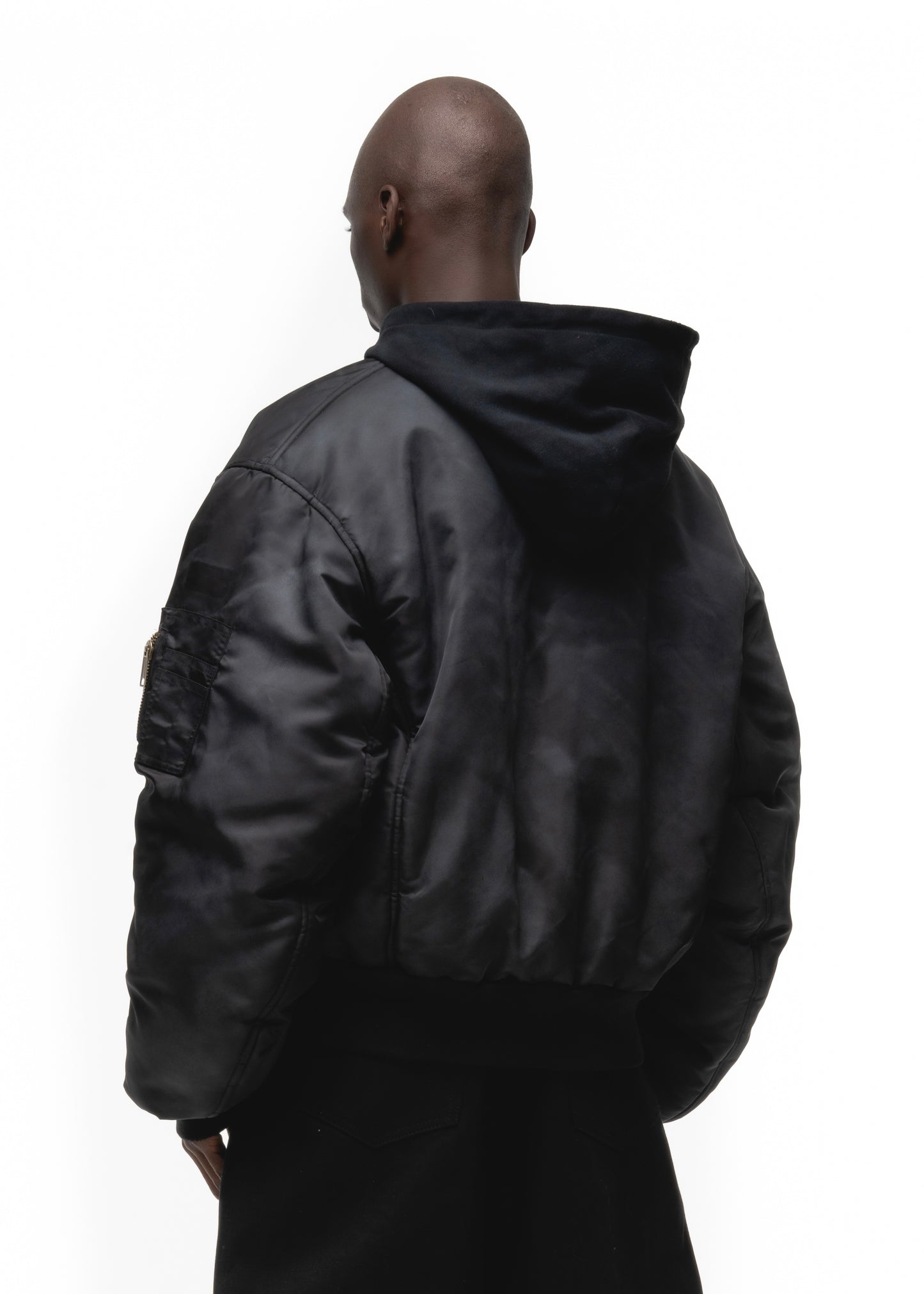 BASIC REVERSIBLE WAFFLE BOMBER BLACK