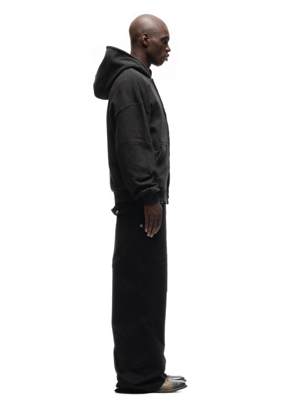 BUTTON KNIT COTTON JACKET BLACK