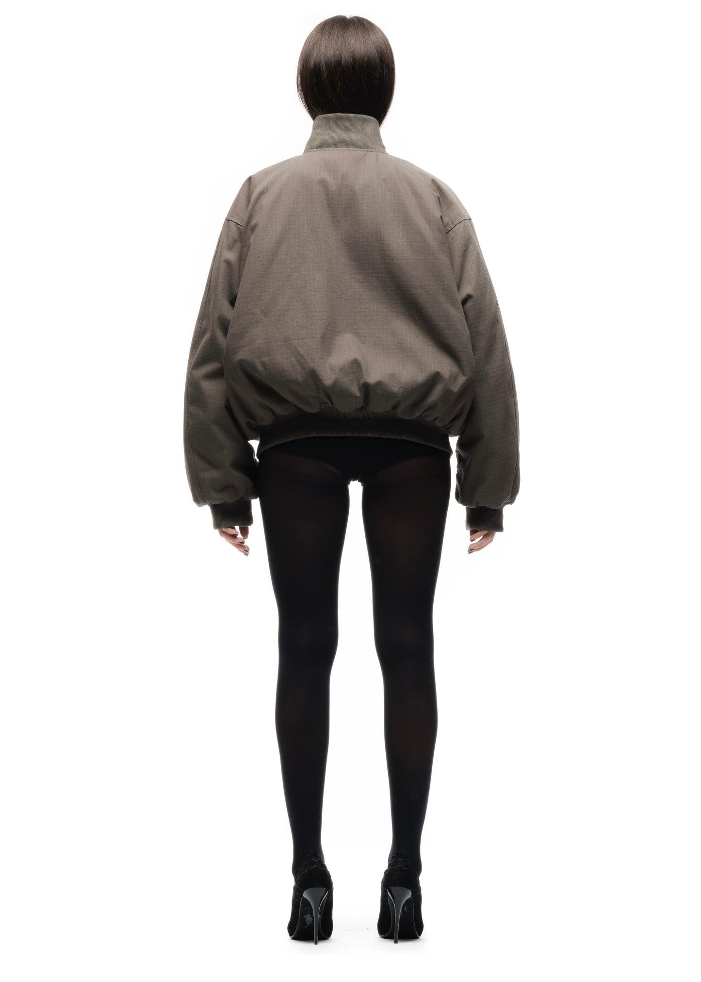 DOUBLE BUTTON BOMBER JACKET STRUCTURED STONE FEMALE