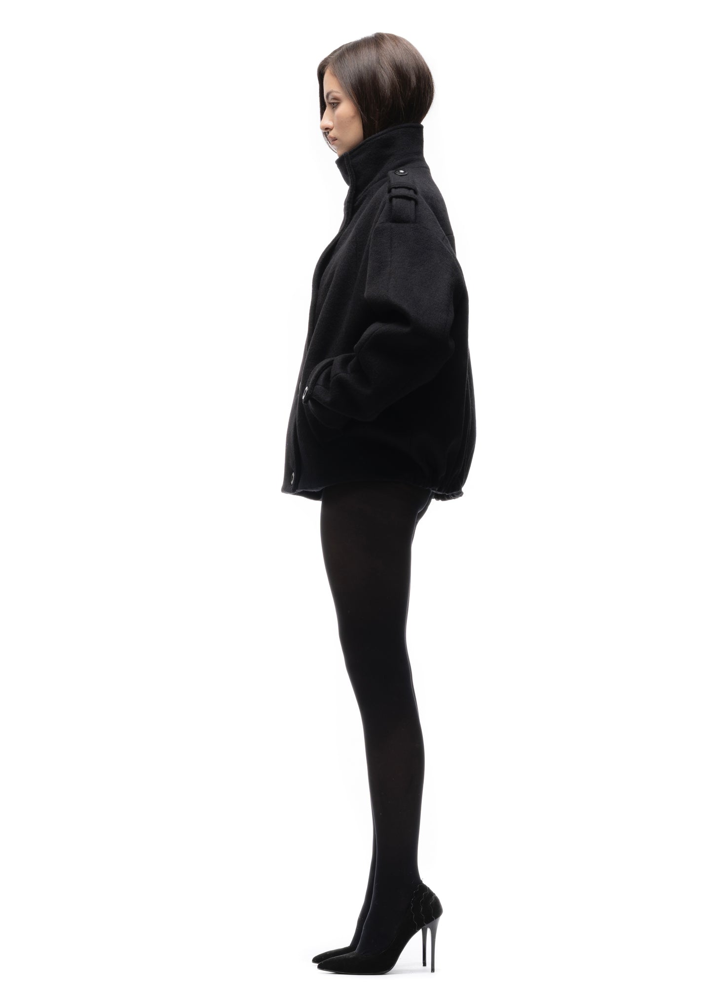 BUTTON UP MARINE JACKET BLACK FEMALE