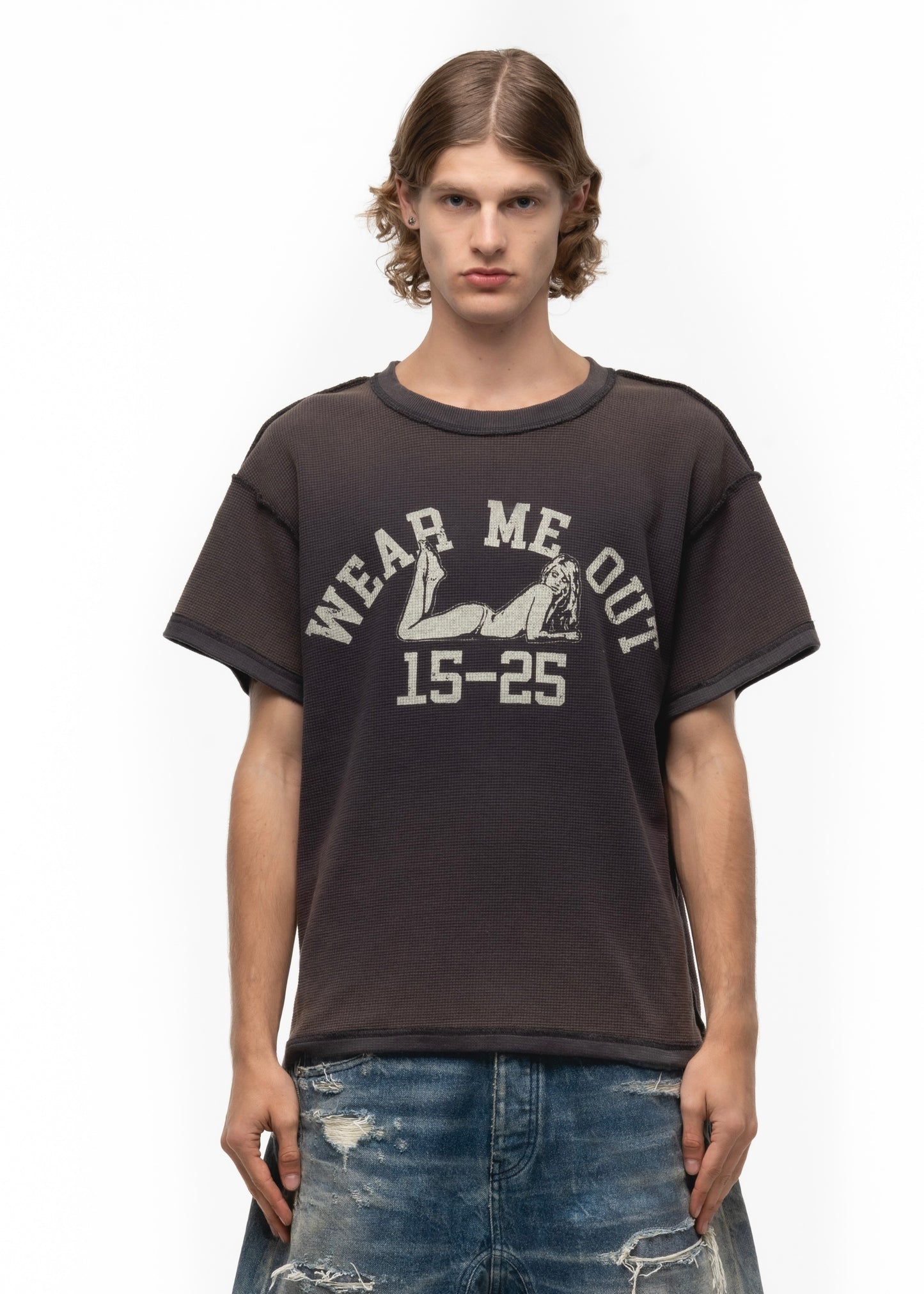 WEAR ME OUT SUNFADE WAFFLE T-SHIRT COTTON BROWN