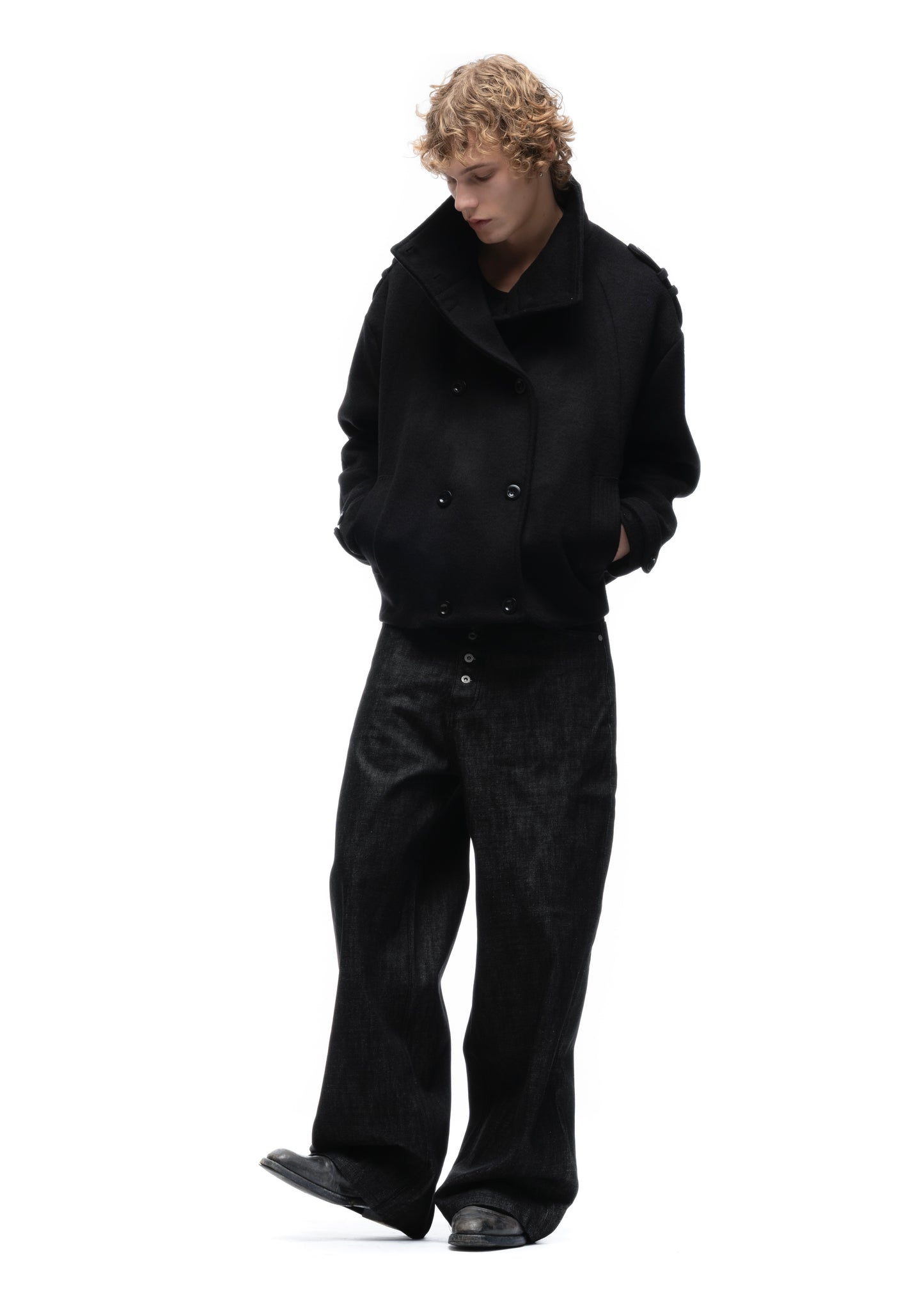 BUTTON UP MARINE JACKET BLACK