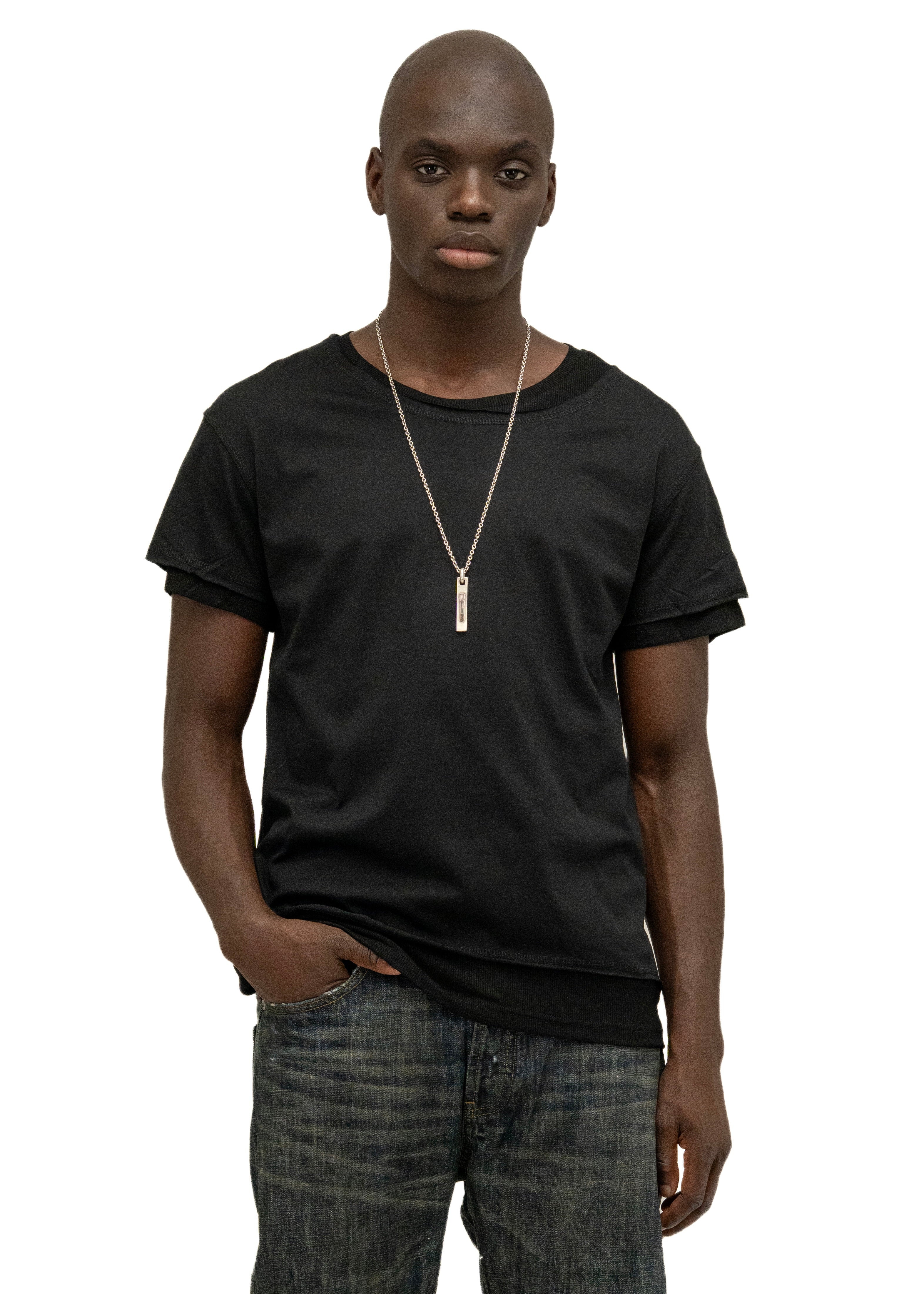 トップス no faith studios DOUBLE LAYERED DOUBLE-LAYERED T-SHIRT BLACK – NO/FAITH STUDIOS